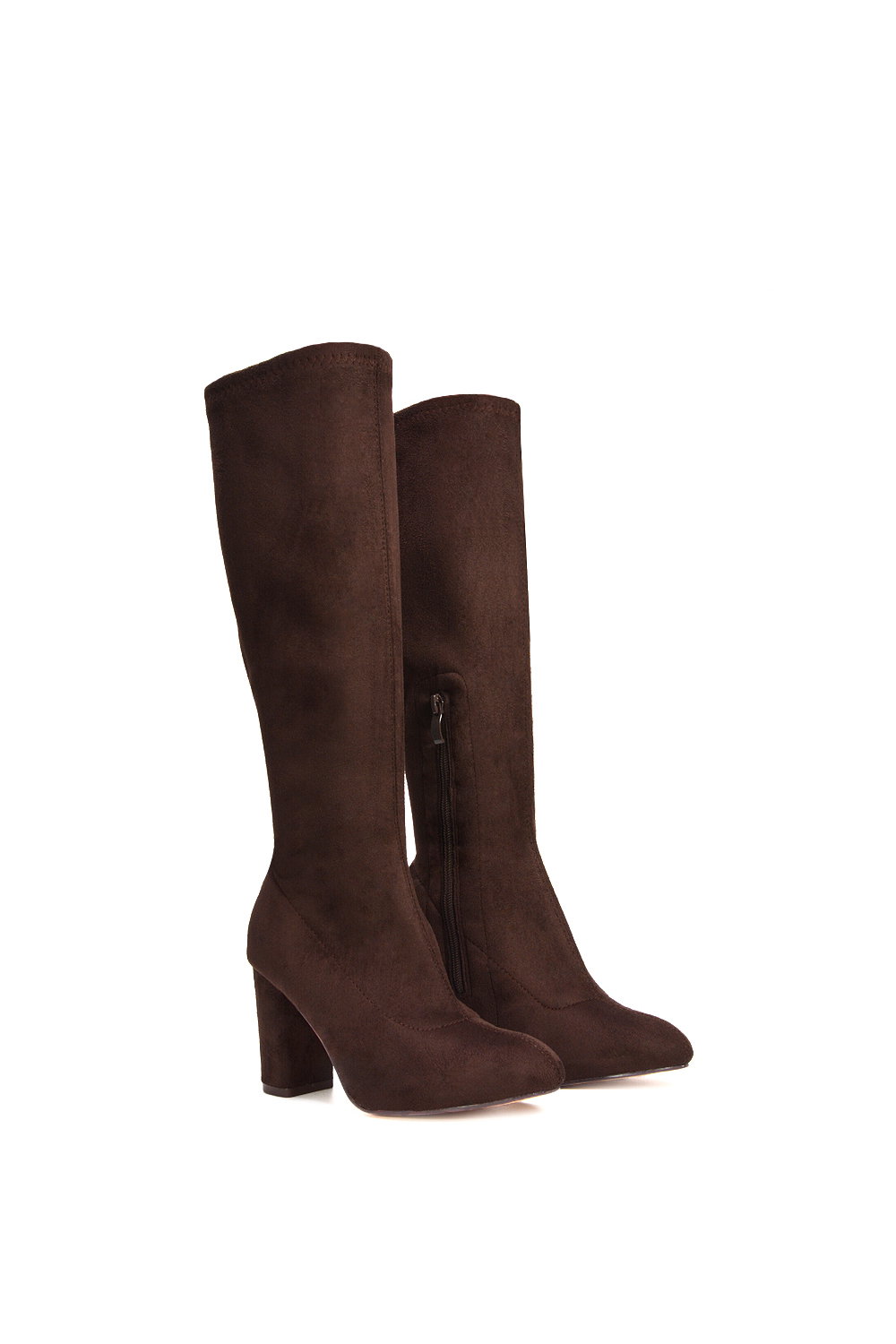 Brown XY LONDON Brown 'Clementine' High Block Heel Knee High Boots, Image 3 of 6