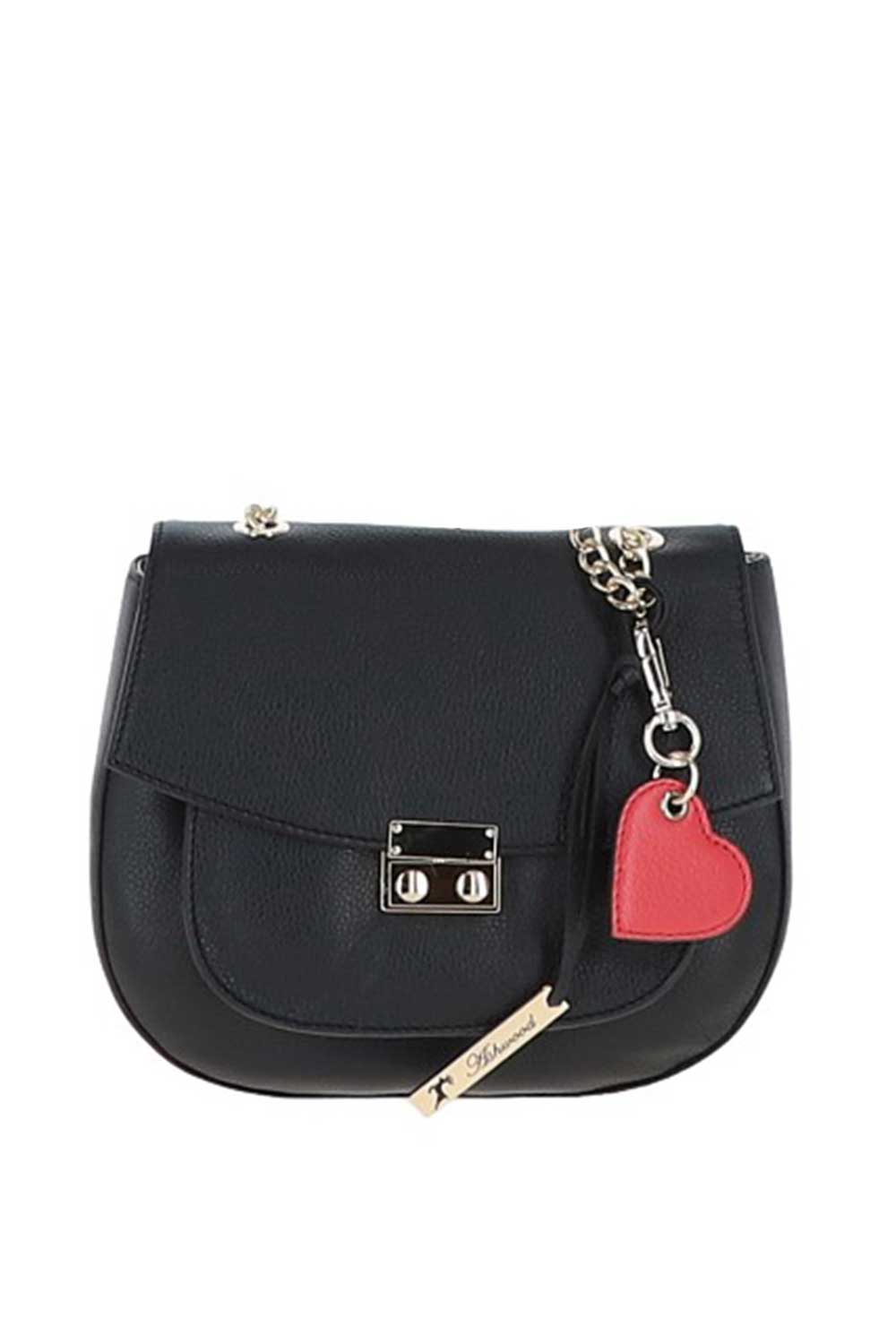 Black Real Leather with Chain Strap Small Cross Body Bag, Image 1 of 4
