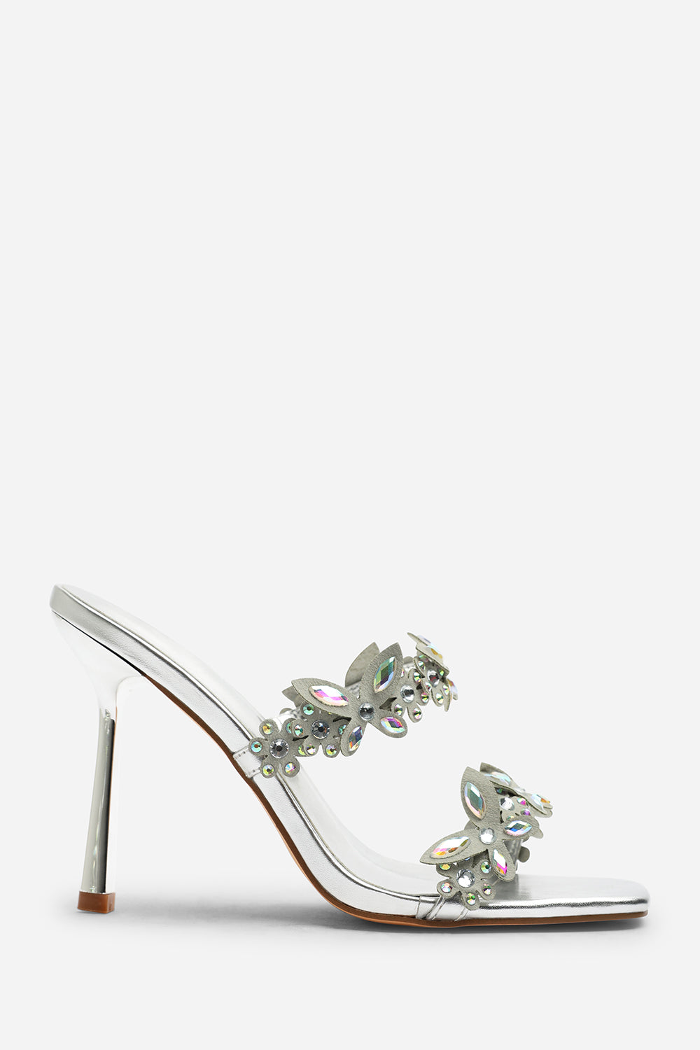 Black Dazira Cut Out Flower Trim Heeled Mules