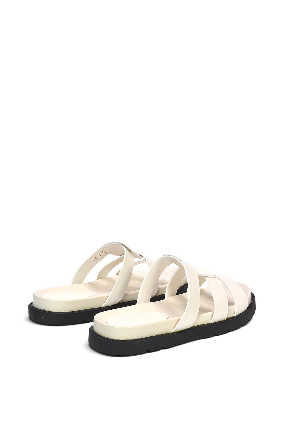 White XY LONDON White 'Aurelia' Flat Slider Sandals With Comfortable Footbed, Image 4 of 6