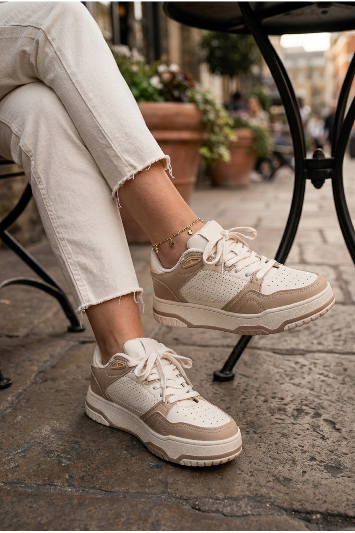 Beige iKrush Beige Cordelia Two Tone Panel Chunky Trainers, Image 5 of 5