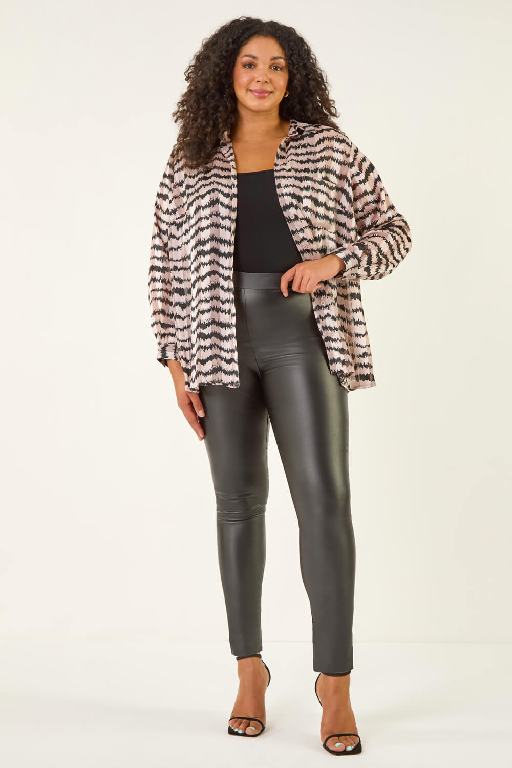 Pink Curve Animal Print Pocket Shirt , Image 3 of 5
