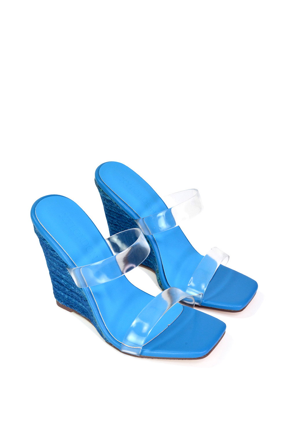 Blue 'Shea' Perspex Strappy Espadrilles Wedge Heel Sandals, Image 5 of 5