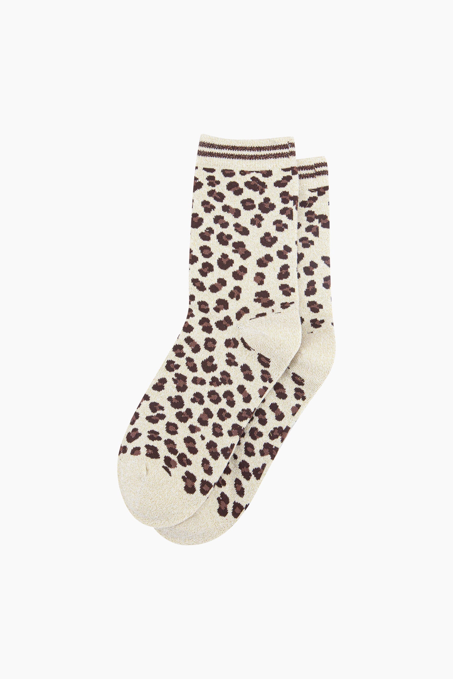 Cream Leopard Combed Cotton Glitter Socks, Image 3 of 4