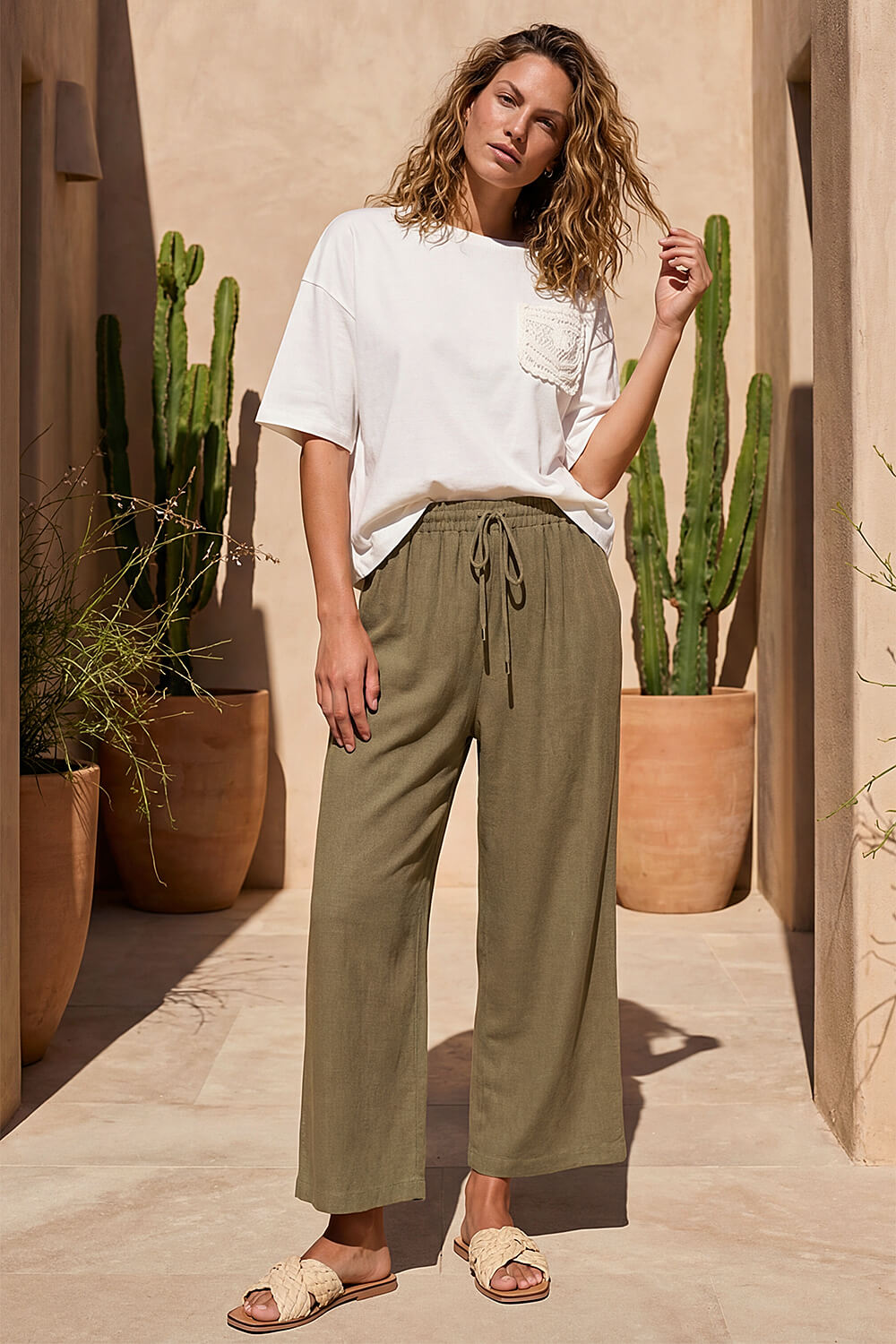 Ivory Textured Pocket T-Shirt, Image 3 of 4