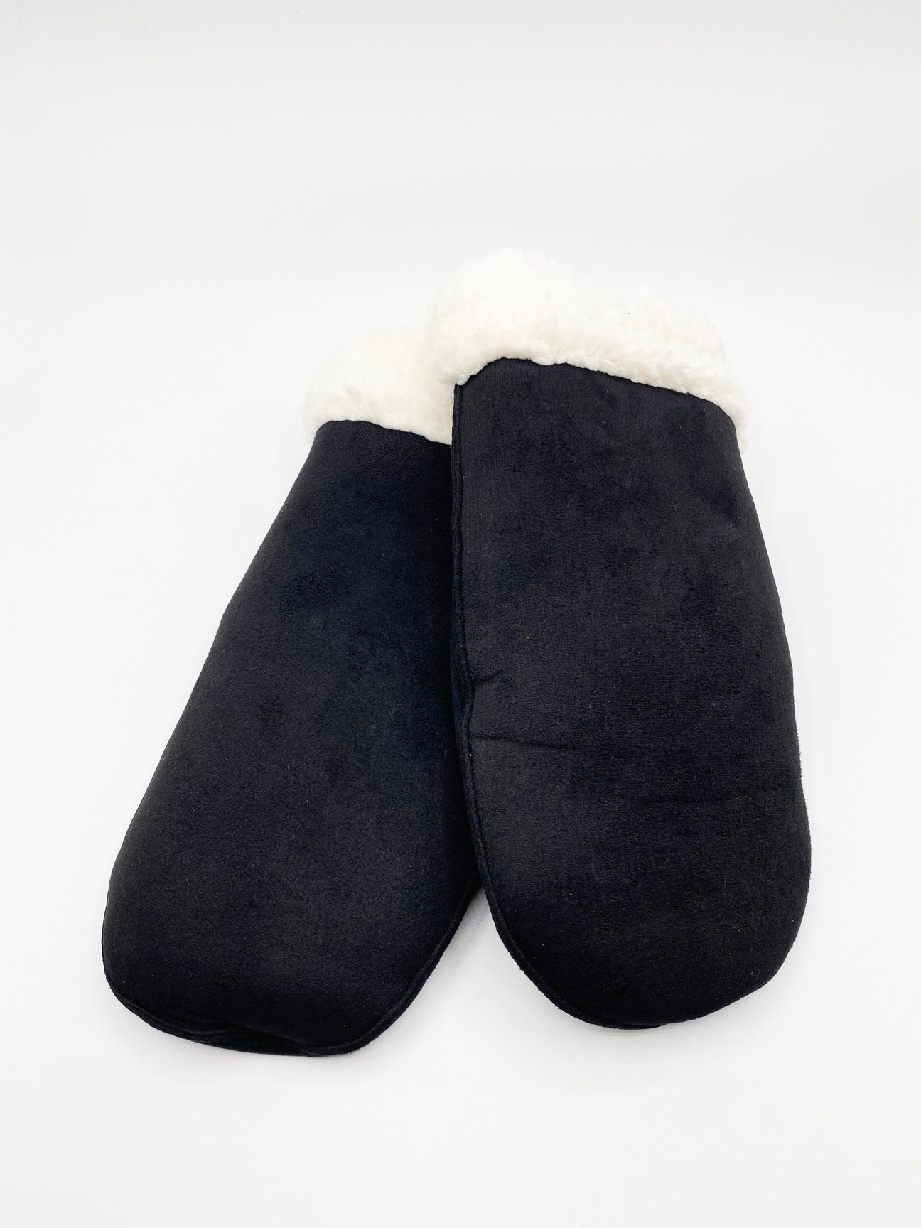 Black Faux Suede Mittens With Borg Lining, Image 3 of 3