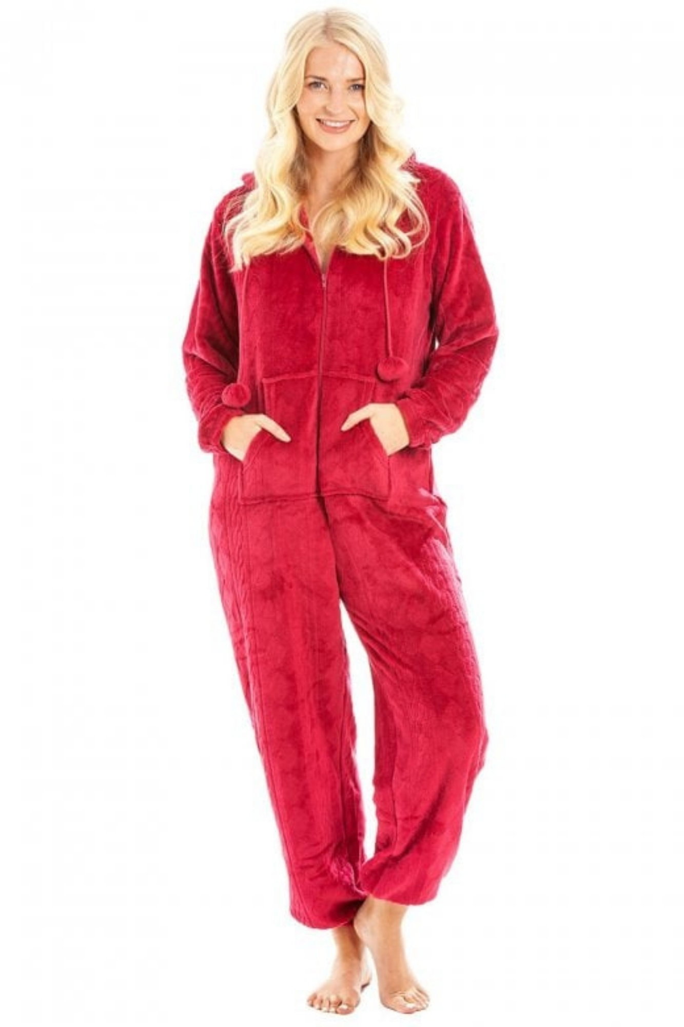 Magenta Camille Lingerie Magenta Supersoft Hooded Onesie, Image 1 of 6
