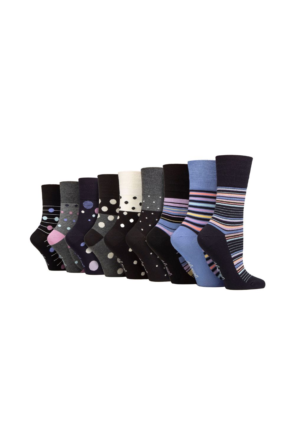 Multi 9 Pairs NON ELASTIC Soft Bamboo Socks, Image 1 of 3