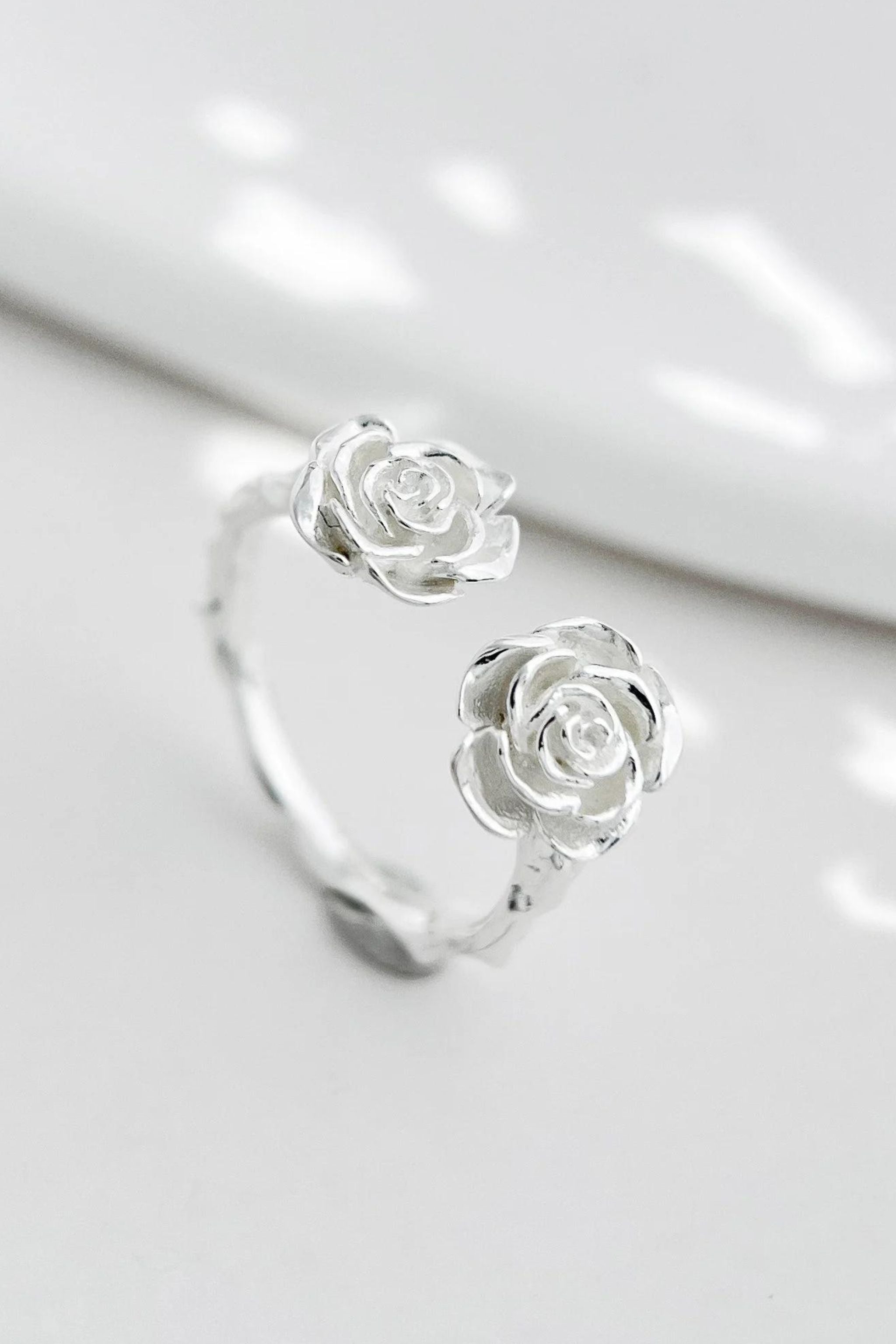 Silver Sterling Silver Rose Flower One Size Ring, Image 3 of 3