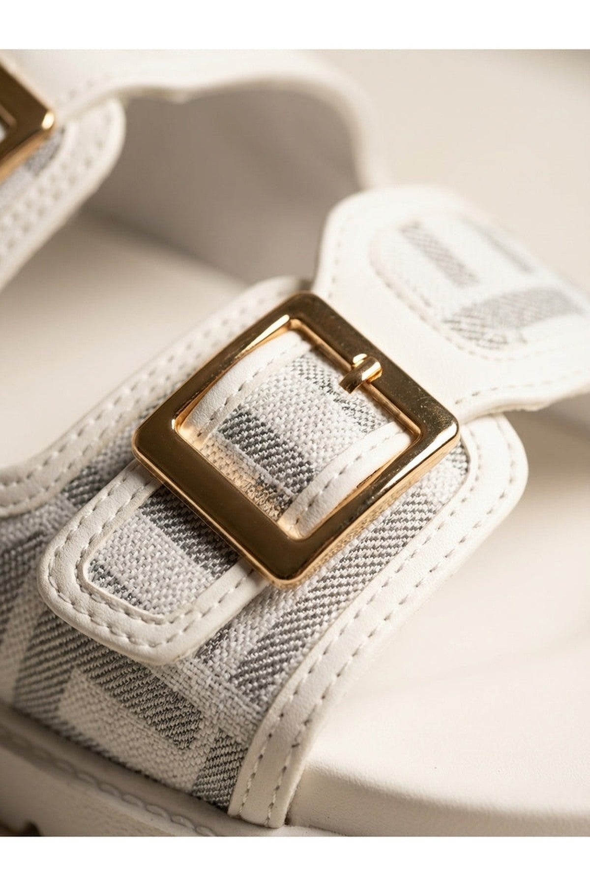 White iKrush White Willow Patterned Buckle Sandals, Image 2 of 8