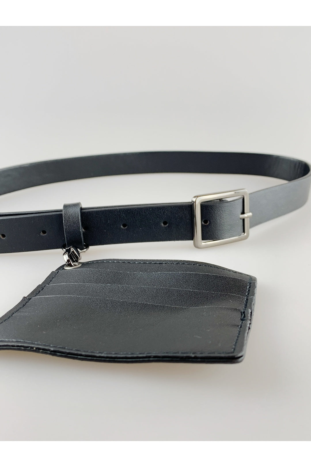 Black PU Leather Belt with Dettachable Card Holder, Image 4 of 7