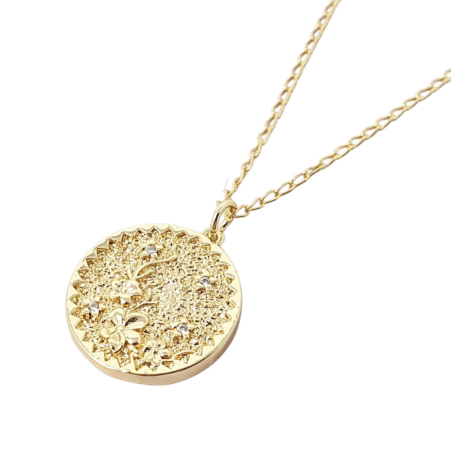 Metallic Dainty Cherry Blossom Flower Gold Plated Charm Necklace