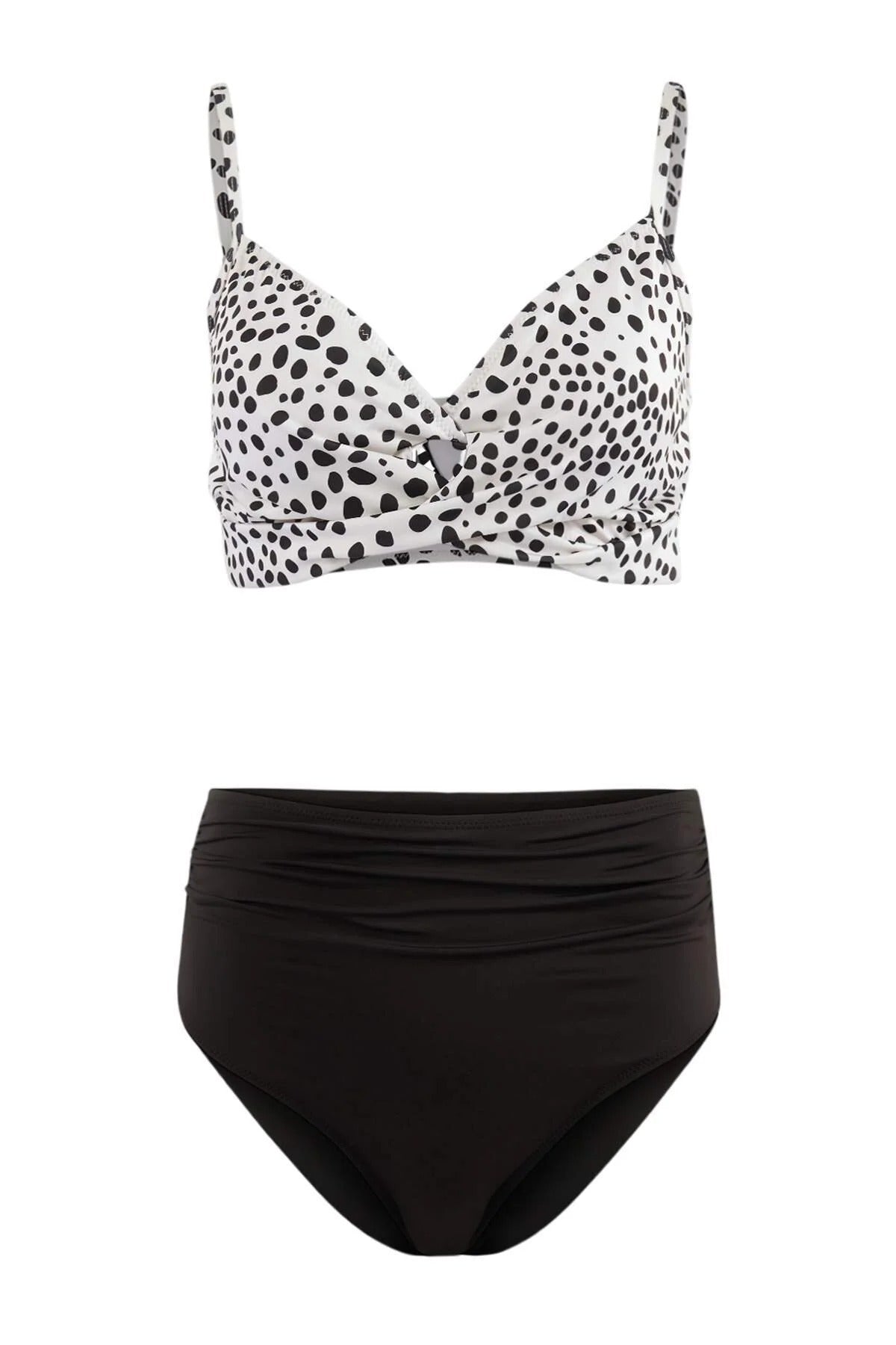 Multi Spots Bikini Set with Adjustable Strap Top and High Waist Bottom, Image 1 of 2