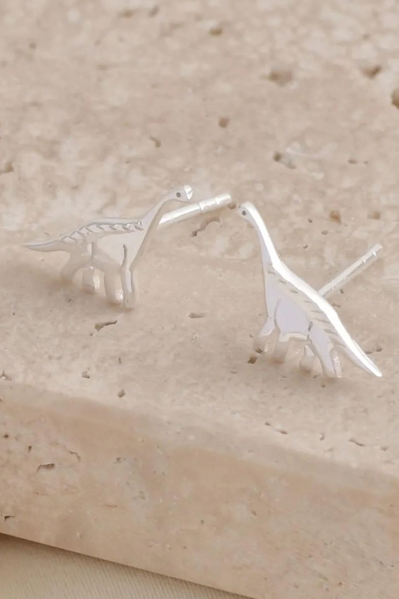 Silver Sterling Silver Brontosaurus Dinosaur Studs, Image 3 of 3