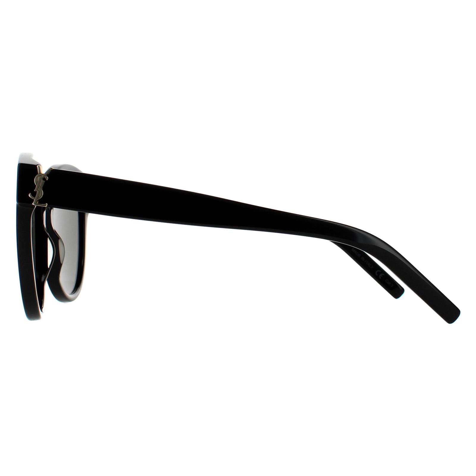 Black Saint Laurent Black Round Black Grey Sunglasses, Image 3 of 6