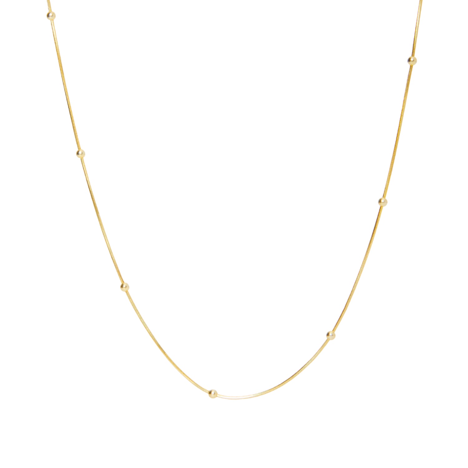 Gold Italian Bead Chain Sterling Silver Satellite Necklace, Image 1 of 4