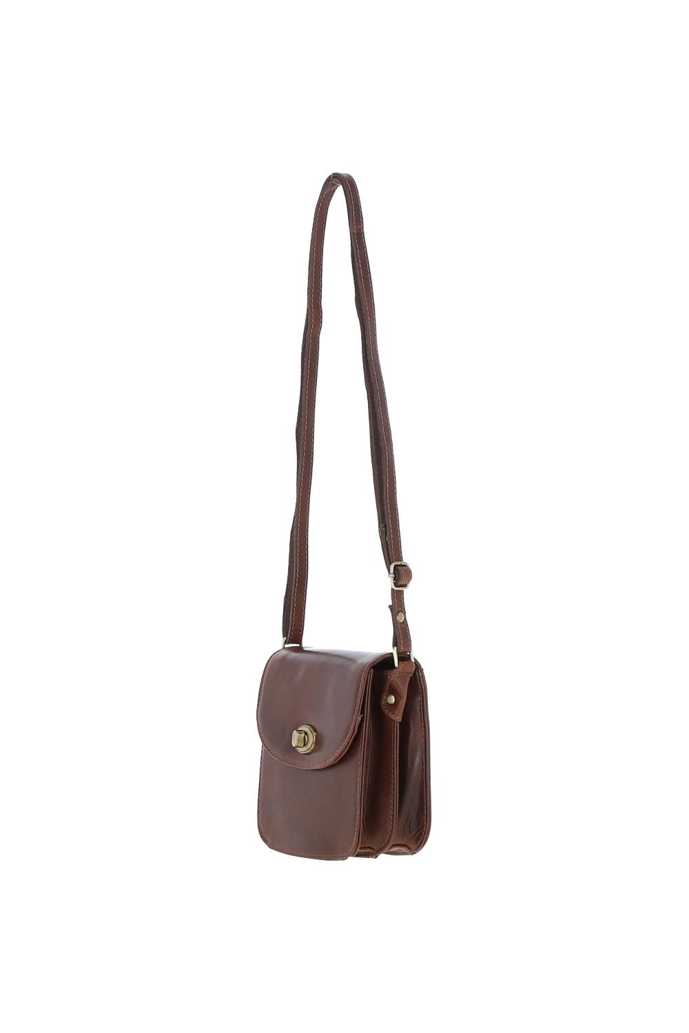Brown Small Real Leather Crossbody Bag, Image 3 of 5