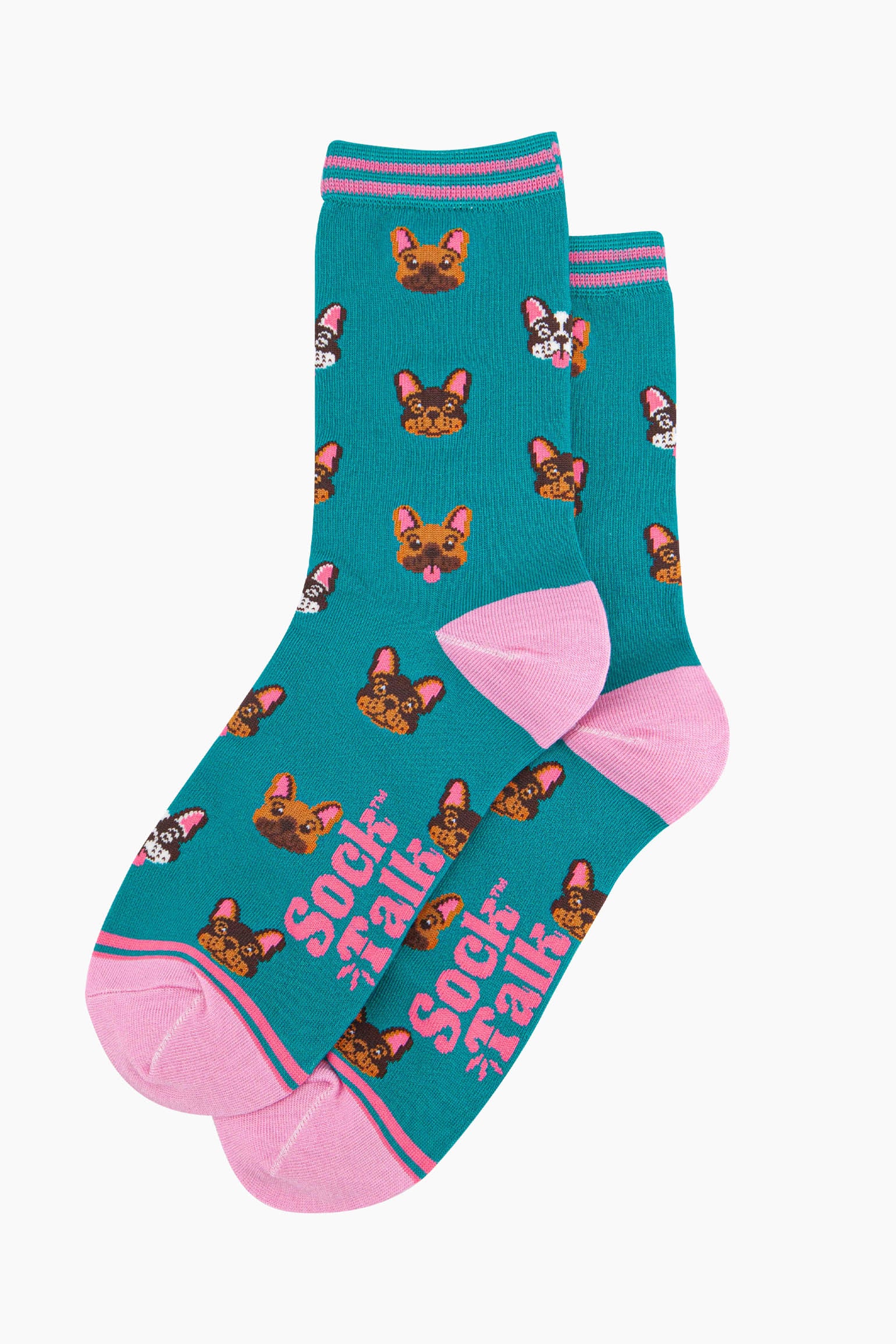 Teal French Bulldogs Bamboo Socks - Teal, Image 2 of 4