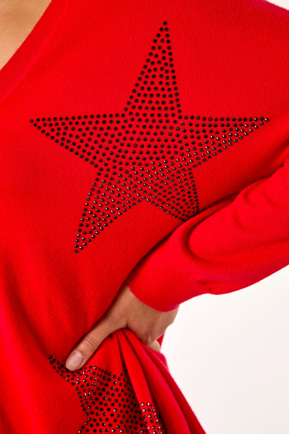 Red Star Detail Hanky Hem Knit Jumper, Image 6 of 5