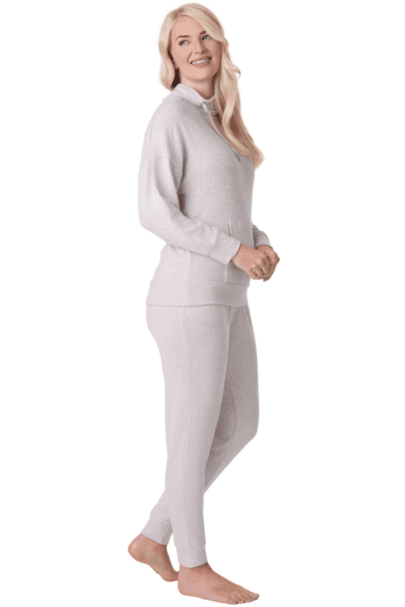 Beige Camille Lingerie Beige Comfy Fit Marl Hacci Pyjama set, Image 2 of 5