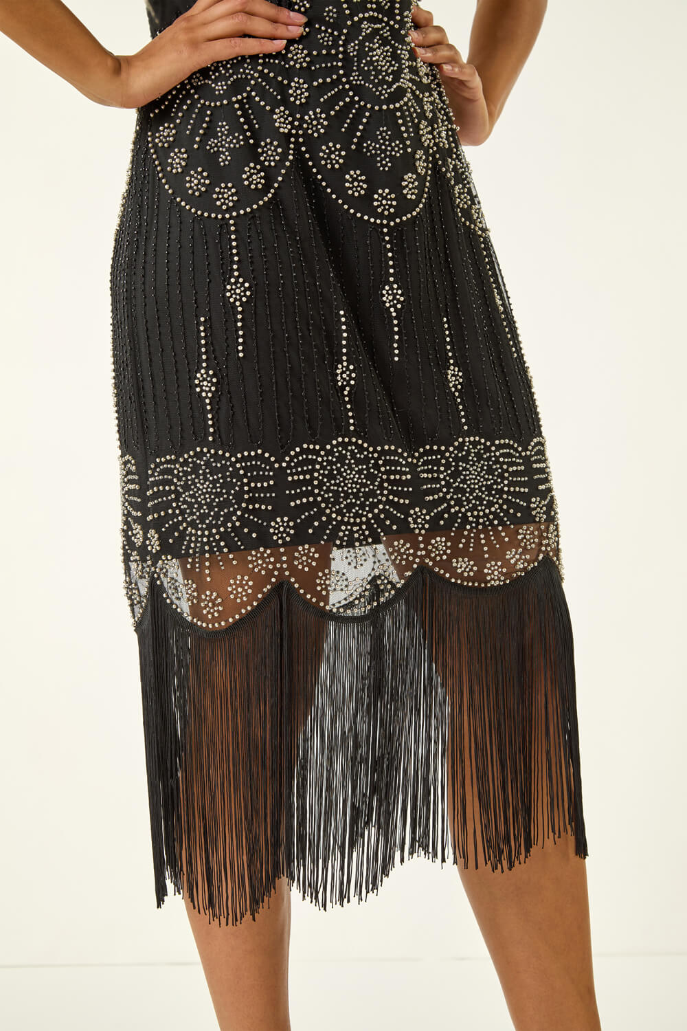 Black Embellished Flapper Dress, Image 6 of 5