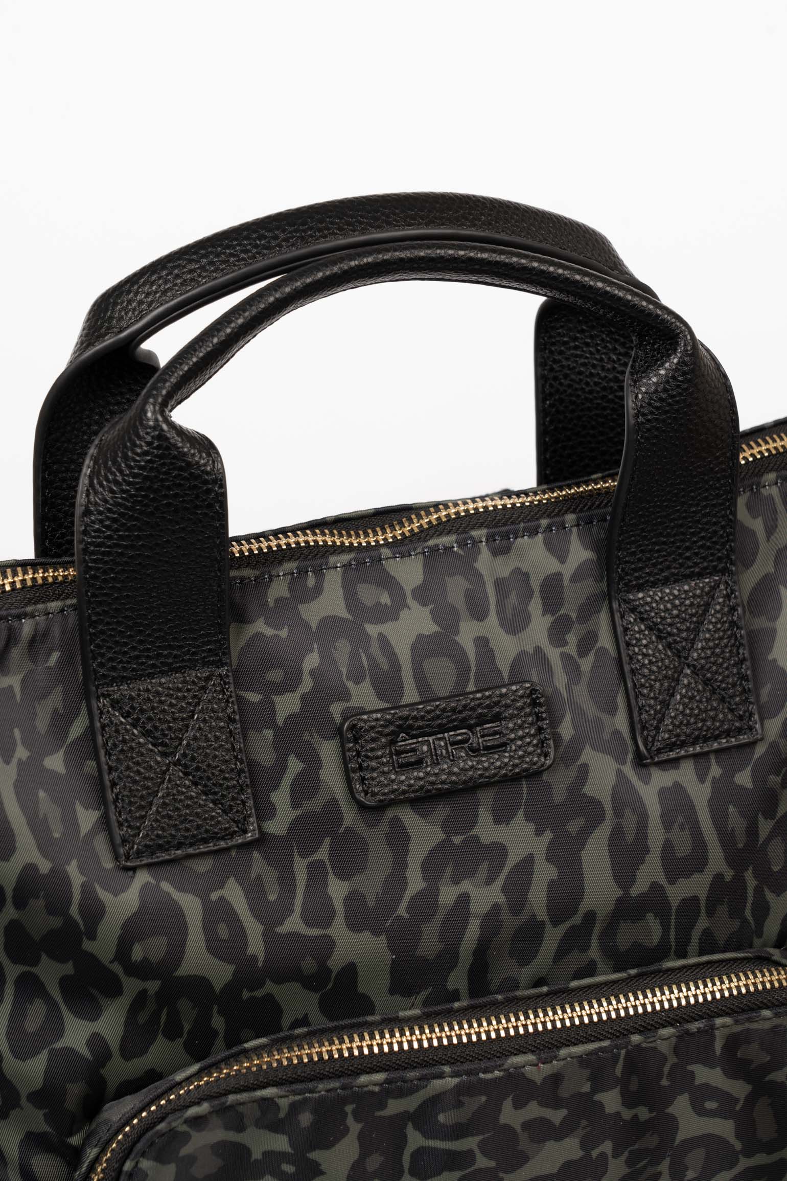 Khaki Leopard Top Handle Foldable Backpack, Image 4 of 4