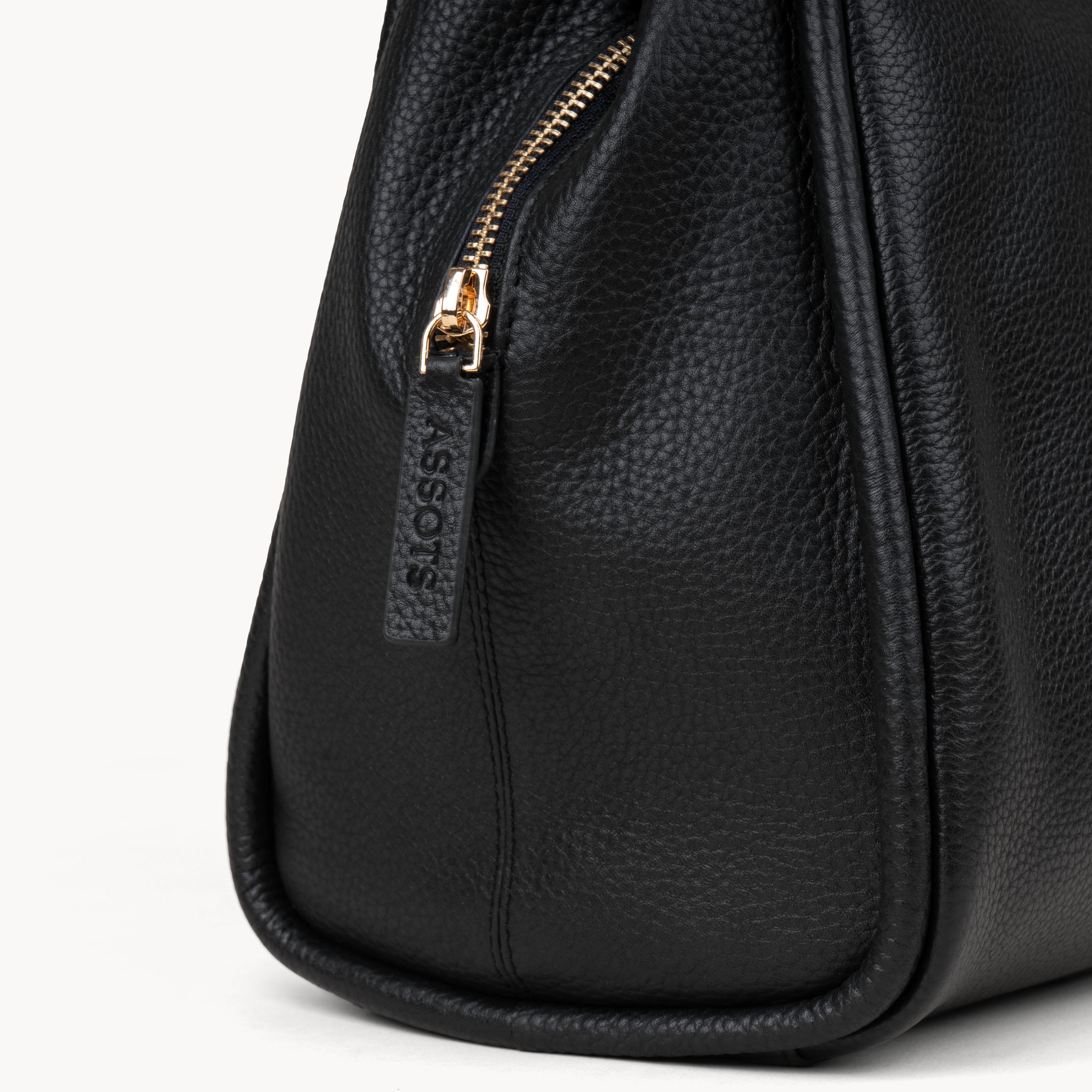 Black 'DEBBIE' Pebble Grain Real Leather Shoulder Bag, Image 3 of 5