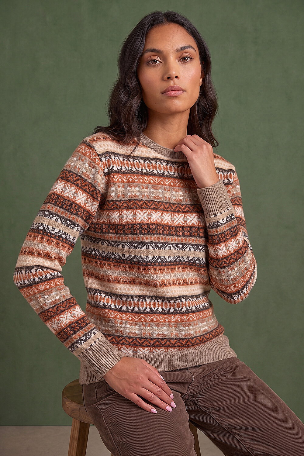 Roman Women's Rust Fairisle Soft Knit Jumper Size 16