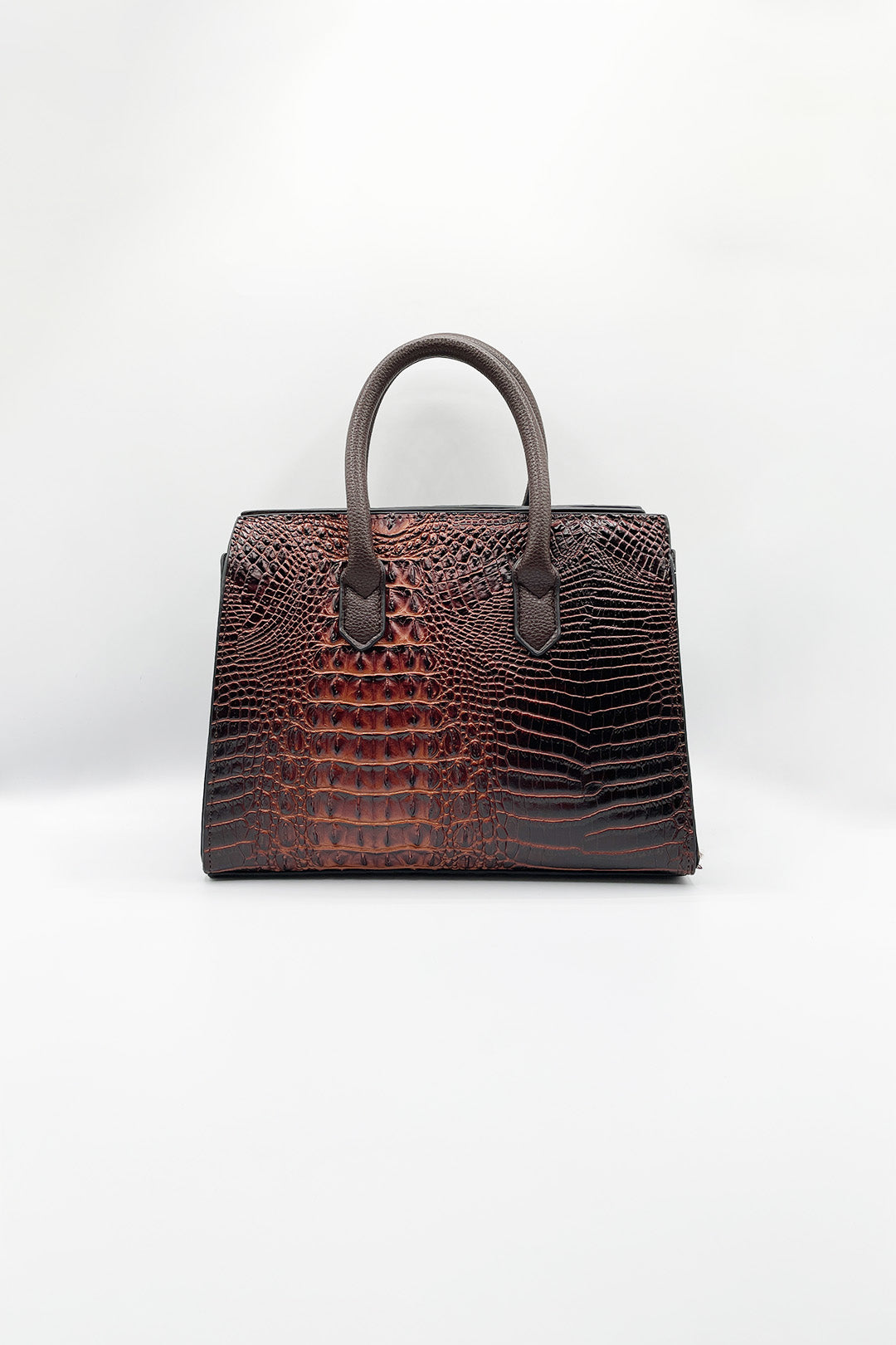 Dark Brown Croc-Print Handbag, Image 5 of 5