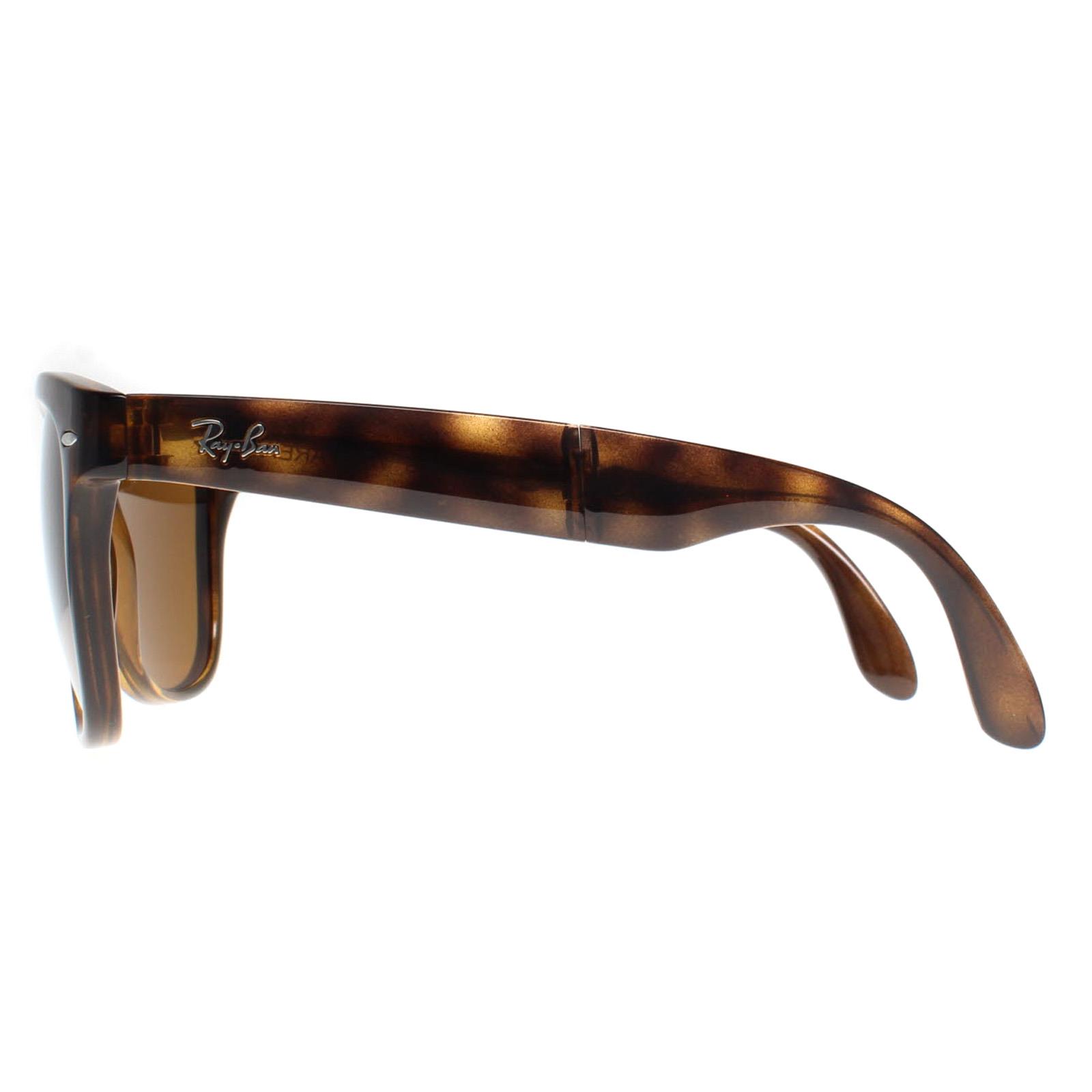 Brown Ray-Ban Brown Rectangle Tortoise Brown Folding Wayfarer 4105 Sunglasses, Image 3 of 3