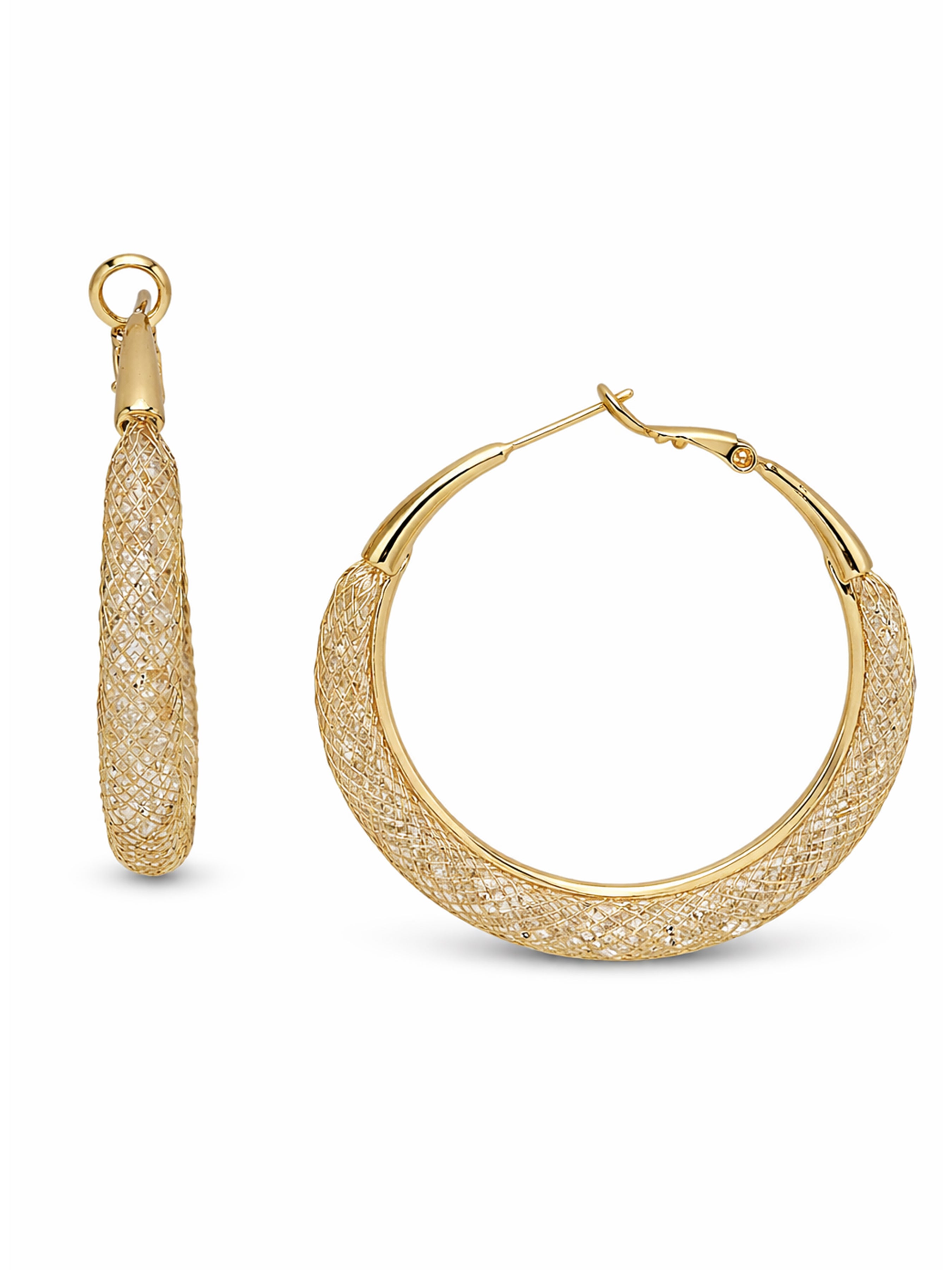 Metallic Textured Wide Hoop Earrings