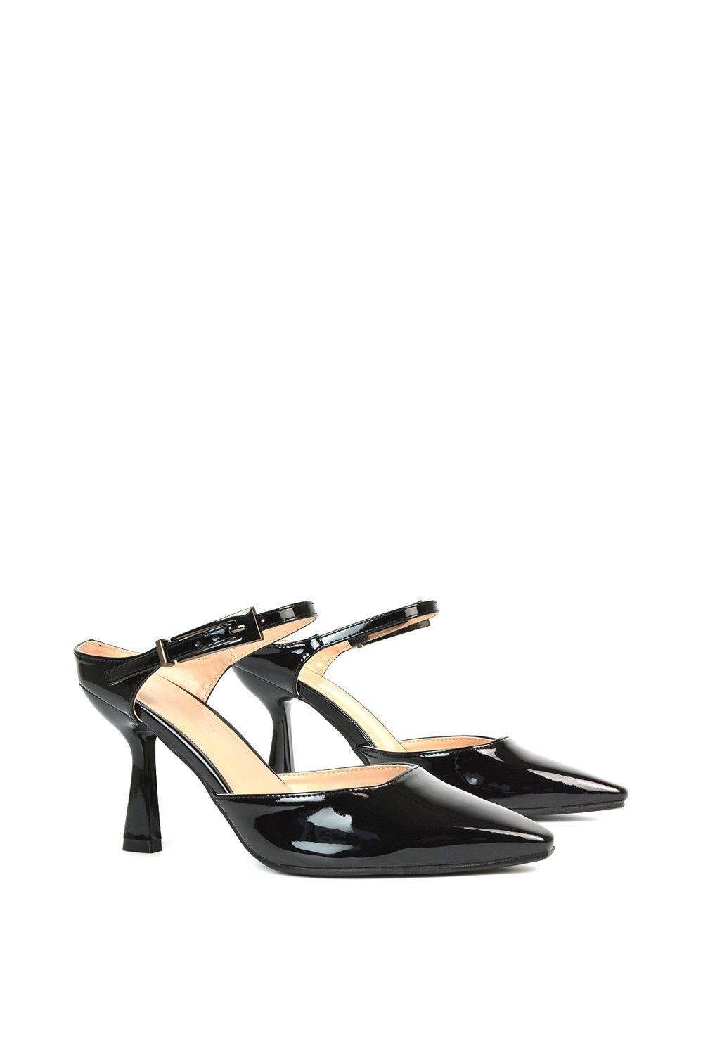 Black XY LONDON Black 'Daisy-May' High Heel Mules With Pointed Toe, Image 3 of 6