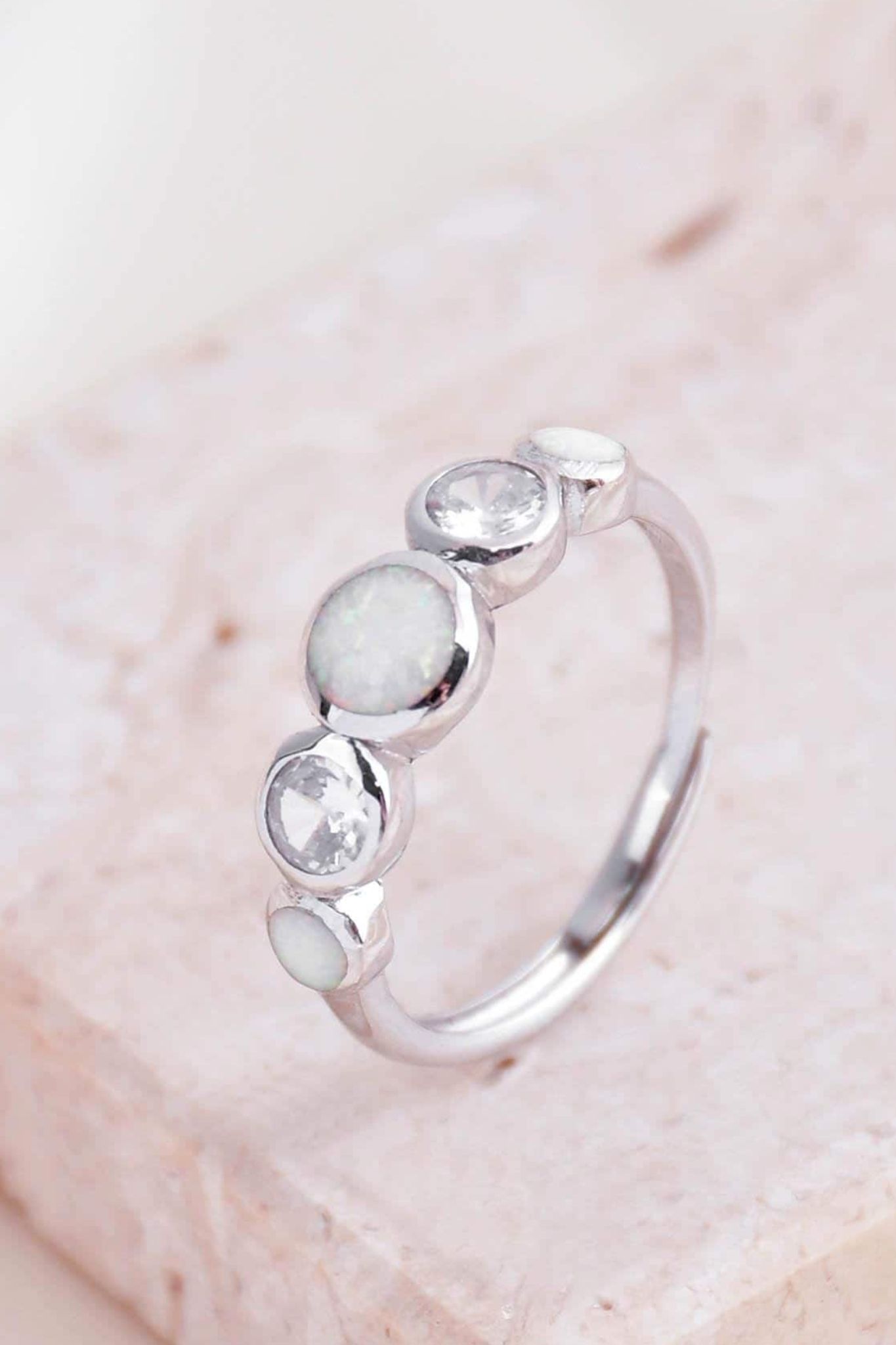 Silver Sterling Silver Opal Adjustable Ring, Image 3 of 3