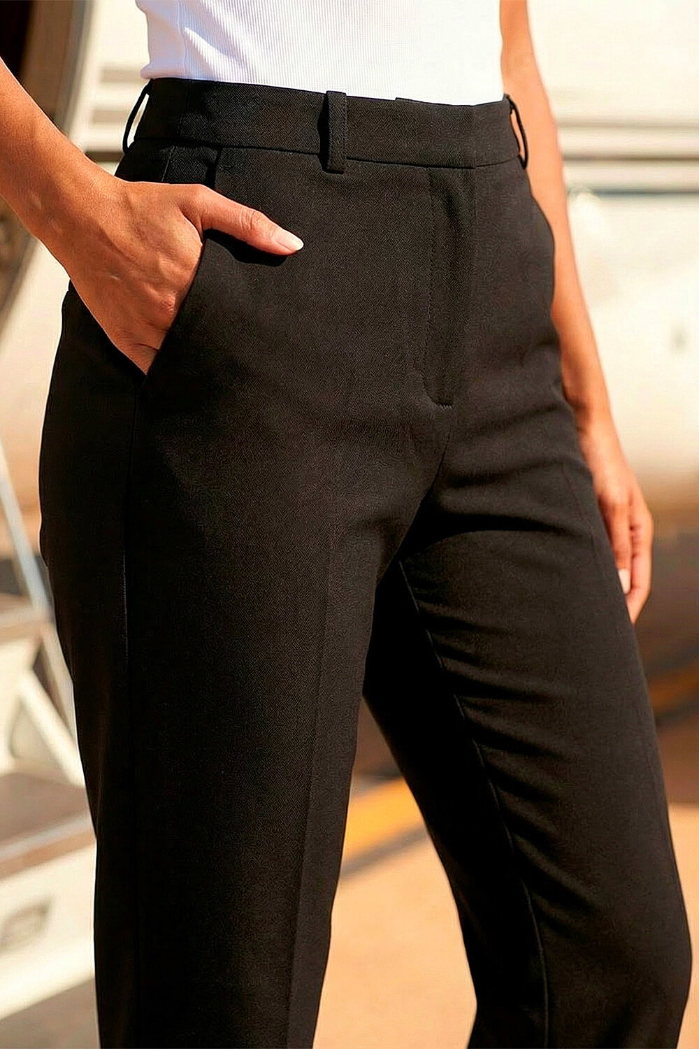 Black Straight Leg Angela Stretch Trouser, Image 5 of 4