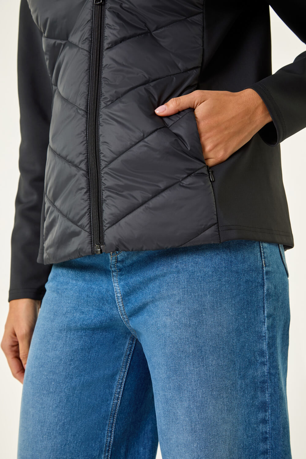 Black Contrast Hooded Padded Jacket, Image 9 of 8