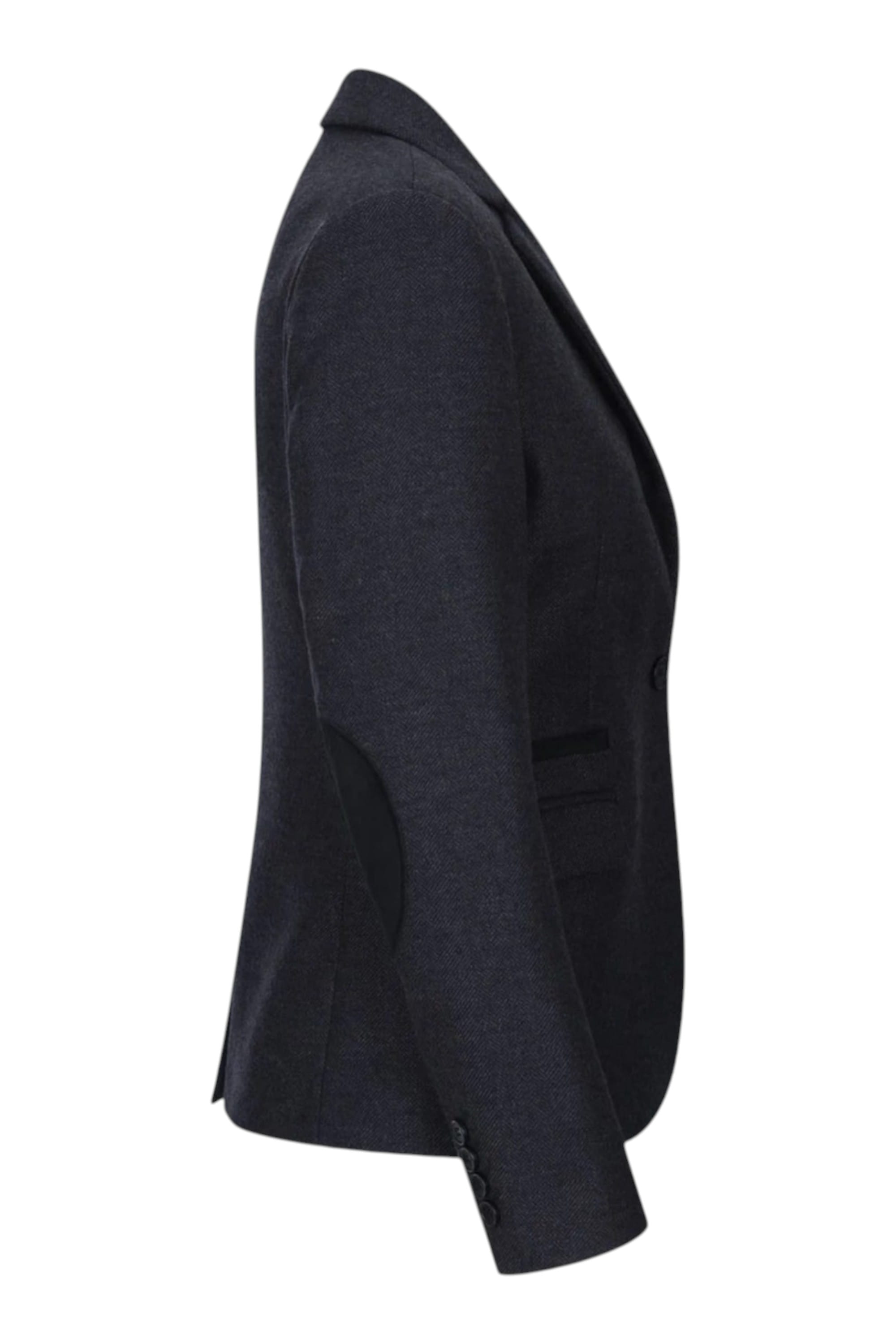 Black Infinity Leather Black Herringbone Check Tweed Wool Blend Blazer, Image 4 of 5