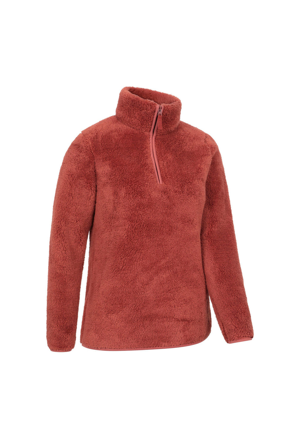 Dark Orange Teddy Fleece Quarter Zip Fleece Top, Image 5 of 5