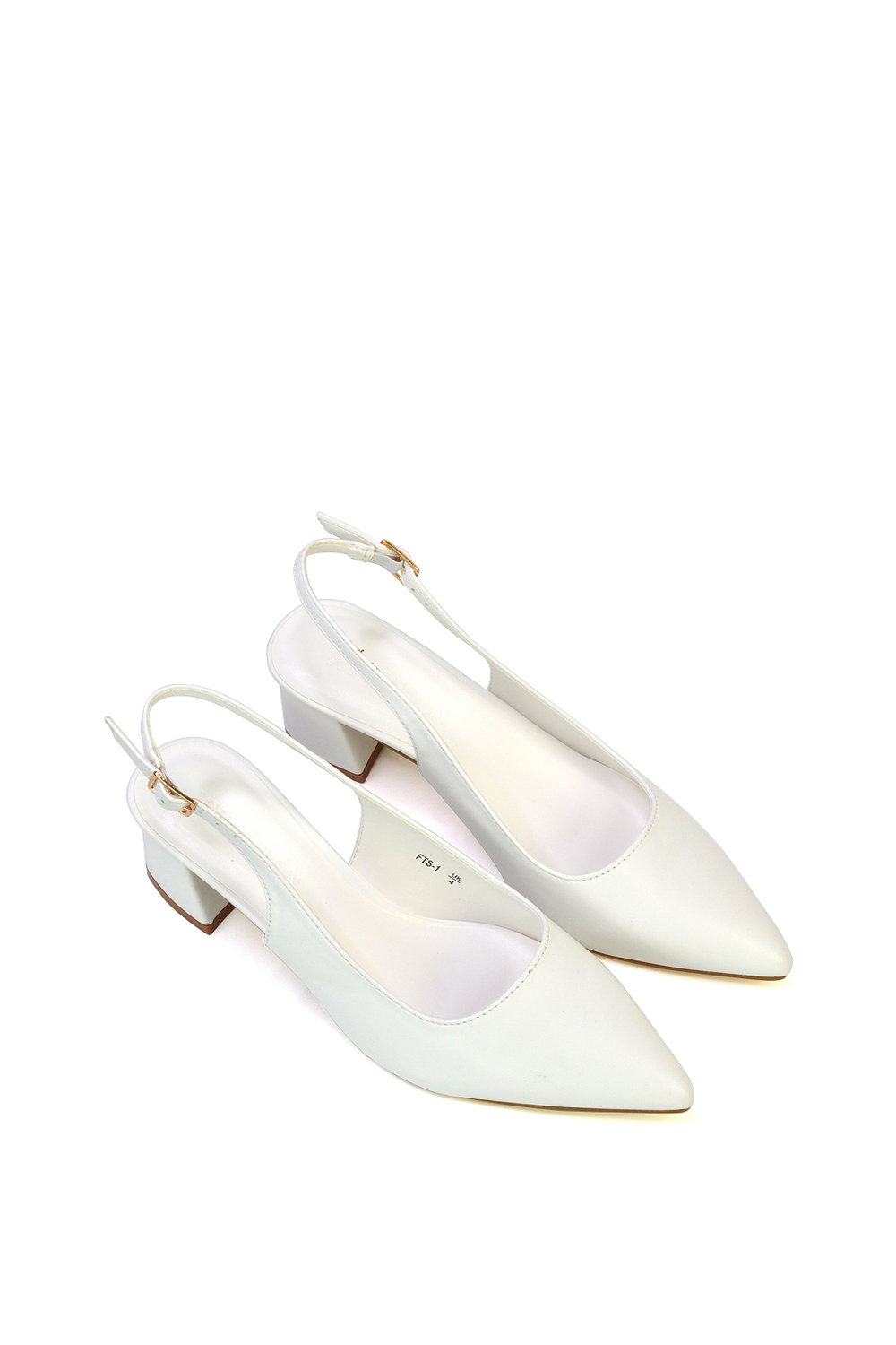 White 'Devon' Court Shoe Block Heels With Slingback, Image 4 of 6