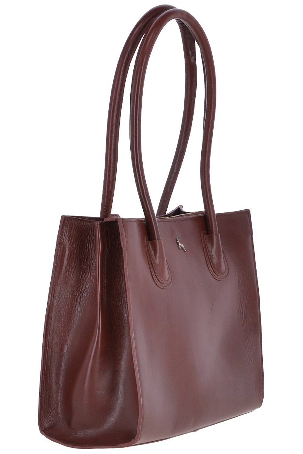 Brown Vegetable Tanned Real Leather Two Section With Mid Purse Bag, Image 2 of 3