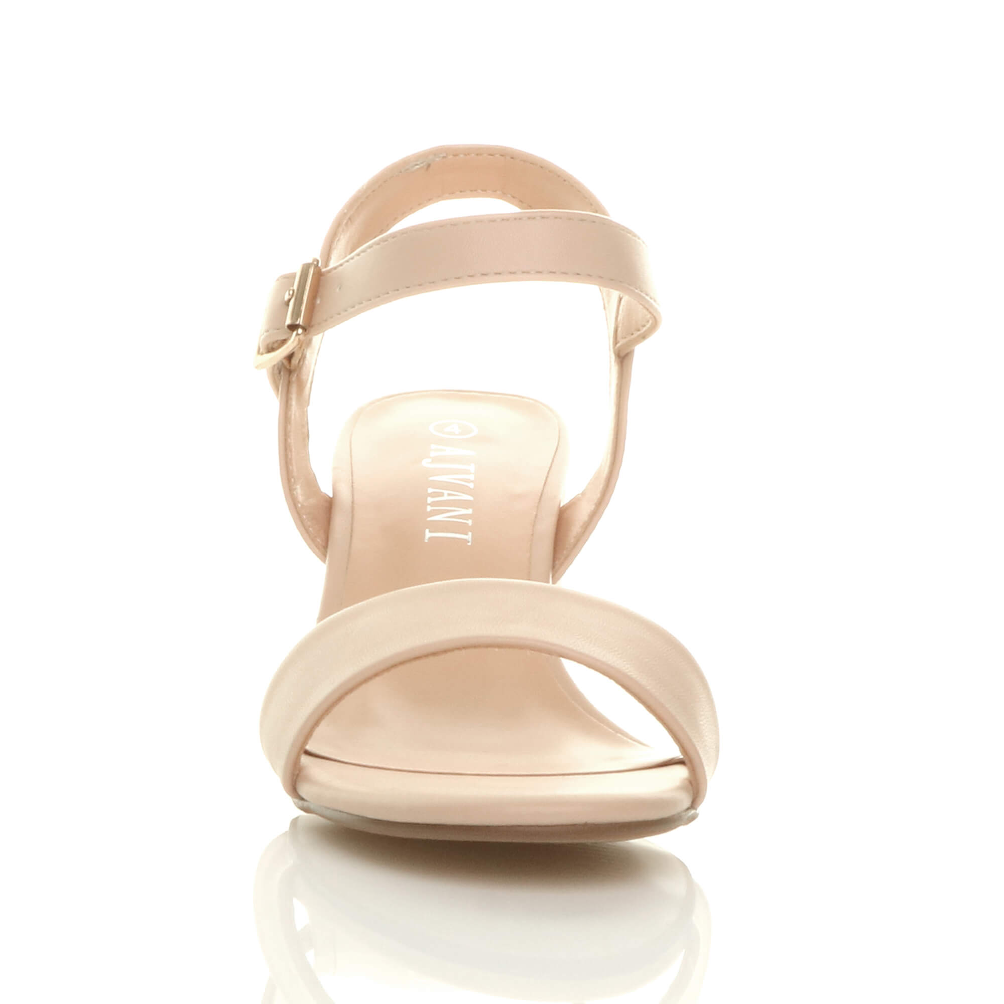 Natural AJVANI Natural Mid Block Heel Strappy Sandals, Image 6 of 6