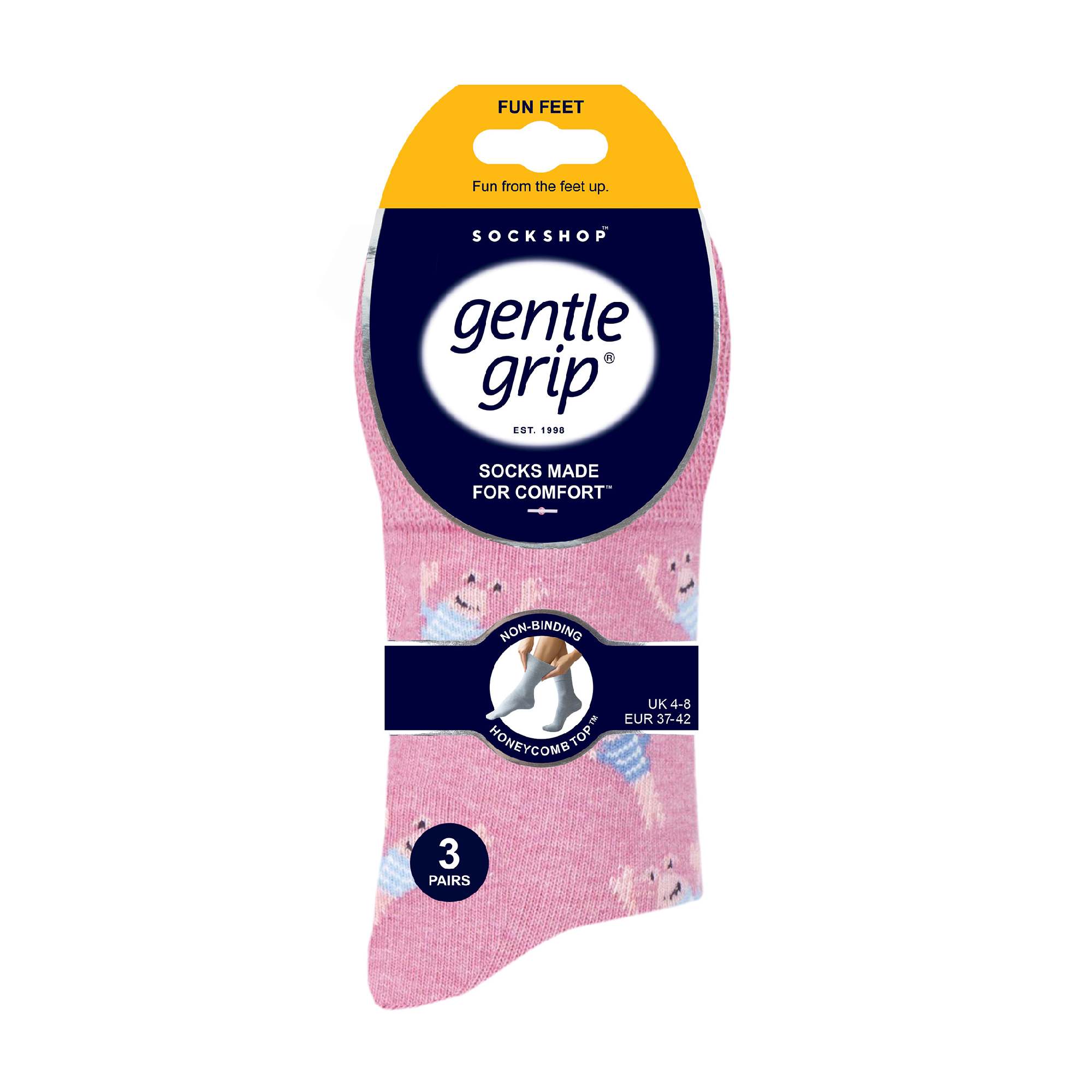 Light Pink 6 Pairs Ladies Non Elastic Patterned Socks, Image 5 of 5