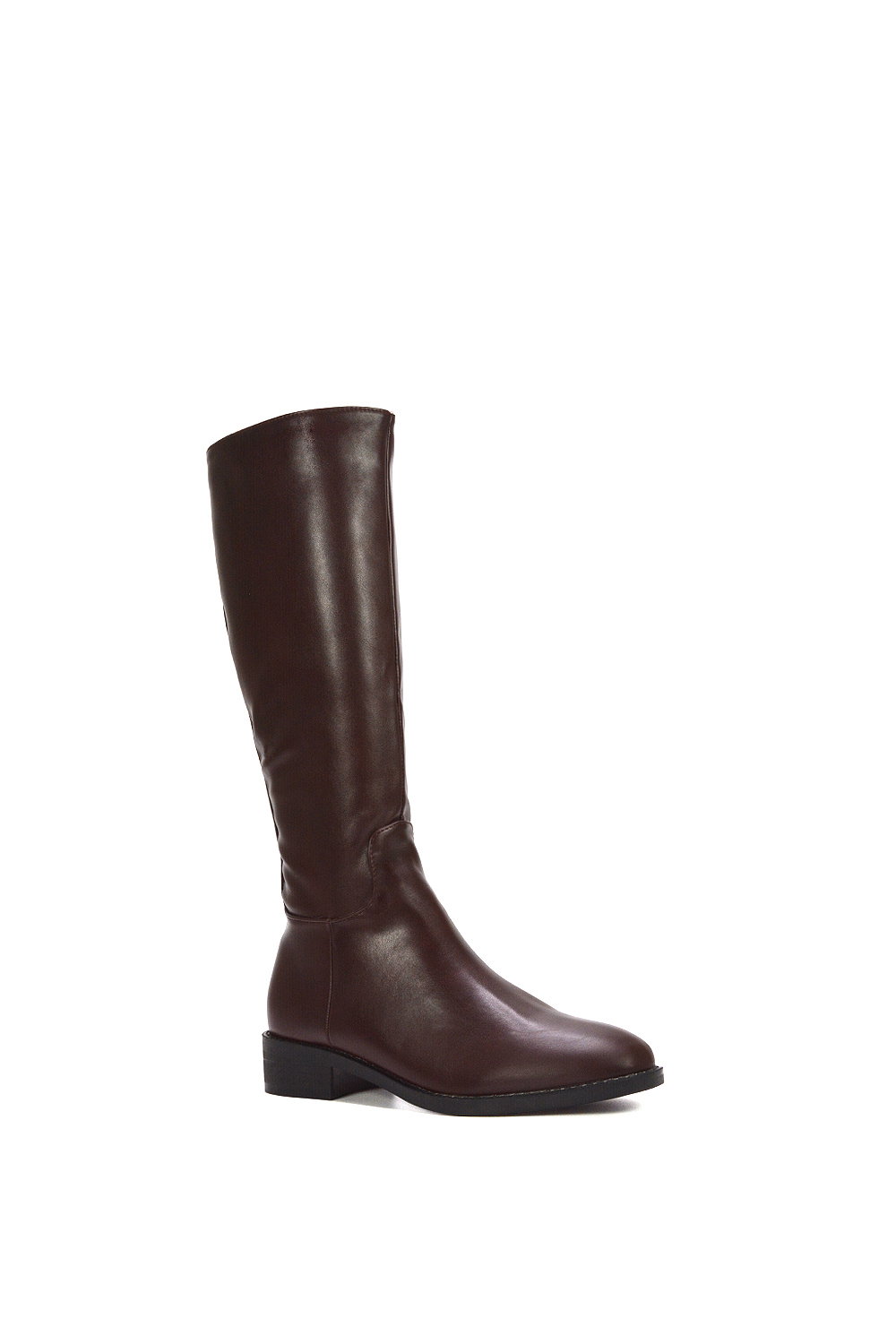 Brown XY LONDON Brown 'Lucia' Low Block Heel Knee High Riding Boots, Image 2 of 6