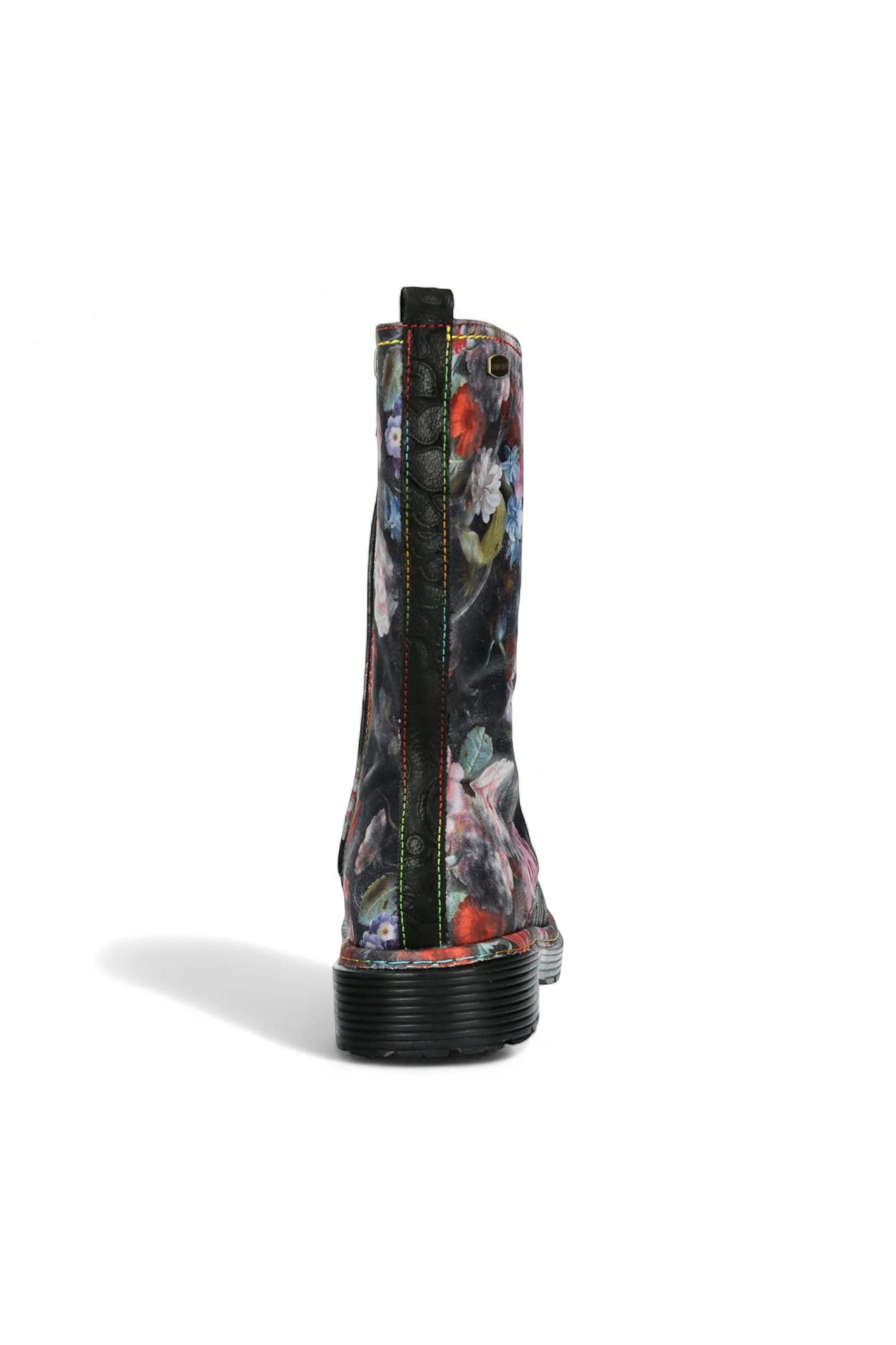 Black Womens Leather Gothic High Boots -INCASO, Image 5 of 7