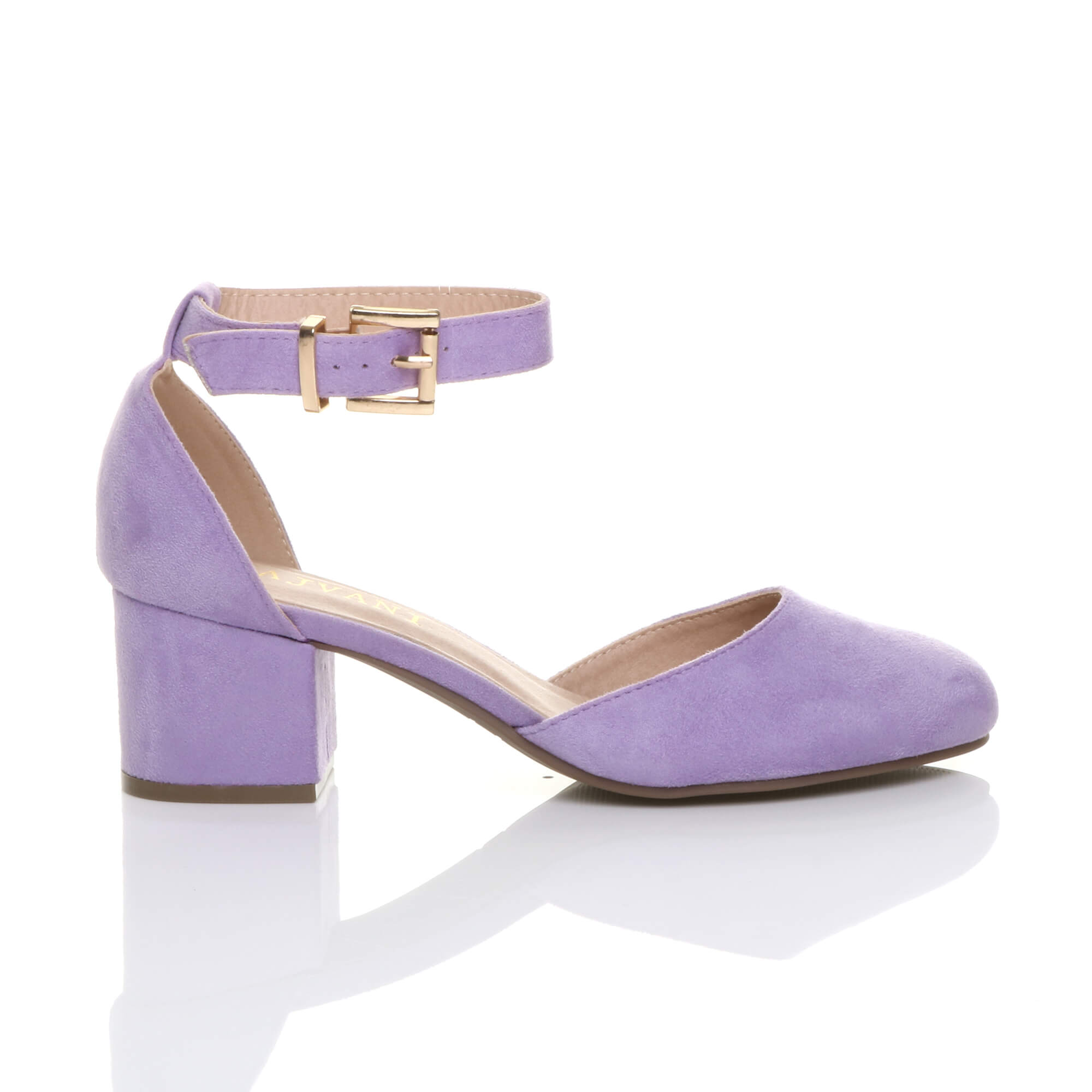 Lilac AJVANI Lilac Mid Block Heel Ankle Strap 2 Part Heels, Image 2 of 5