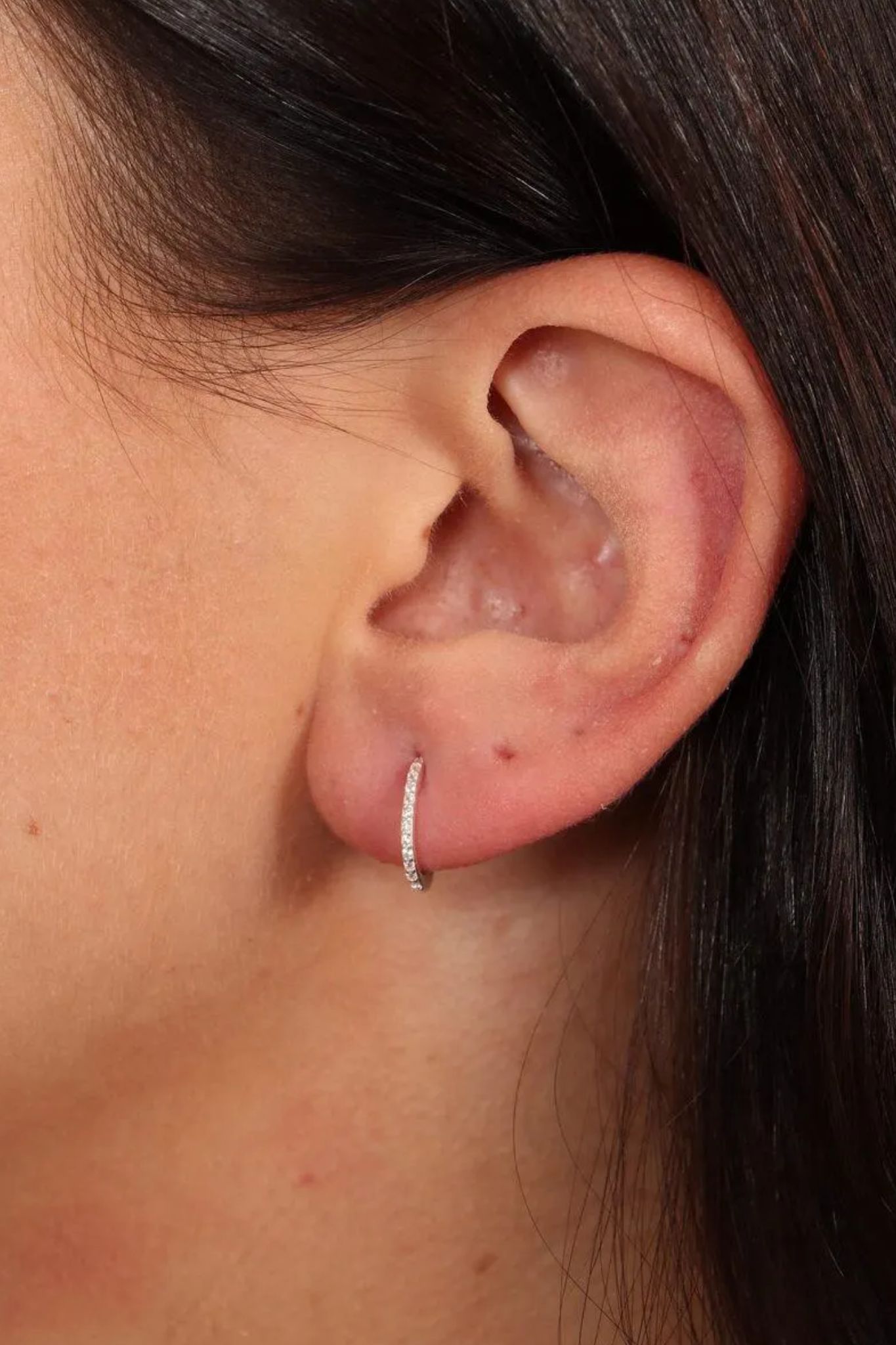 Silver Sterling Silver C Hoop Earrings, Image 2 of 3