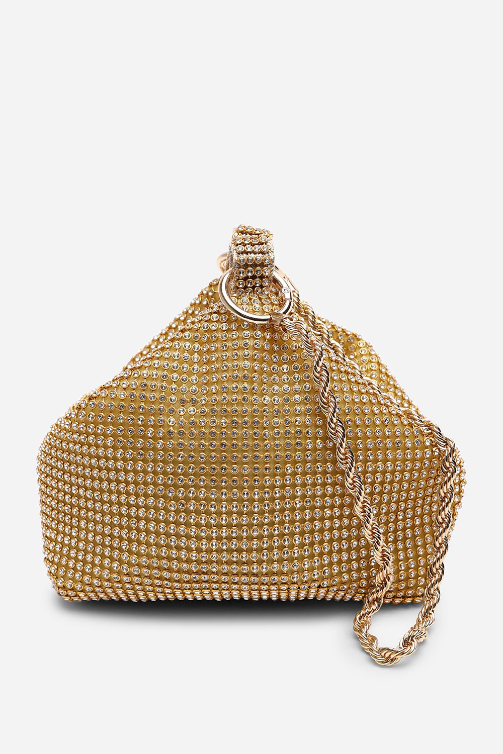 Gold Lore Diamante Pouch Bag with Chain Detail Handle, Image 3 of 6