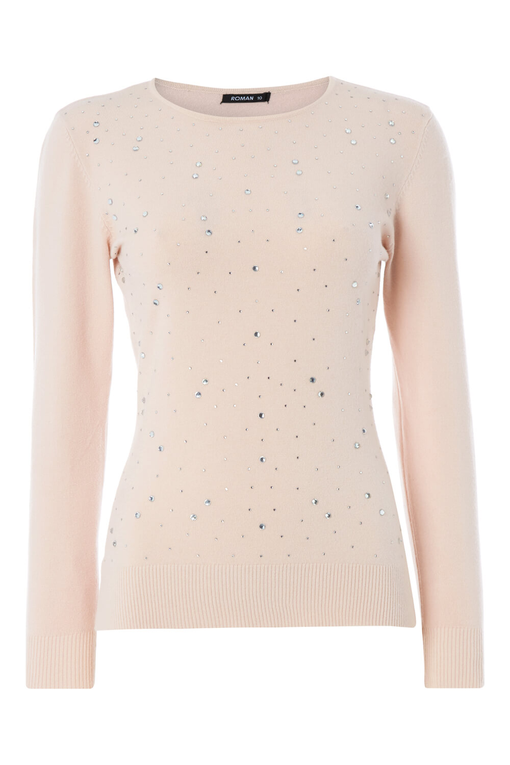 Pink Long Sleeve Embellished Jumper, Image 5 of 4