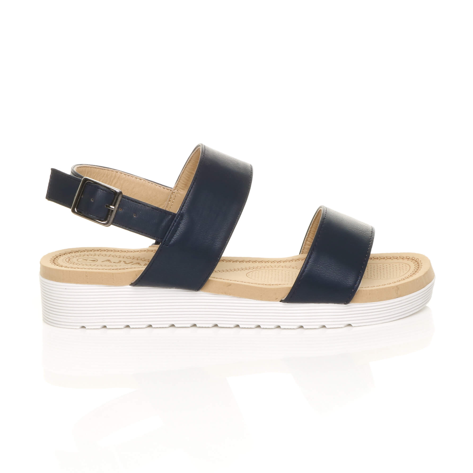 Navy Blue AJVANI Navy Blue Flatform Strappy Sandals, Image 2 of 6
