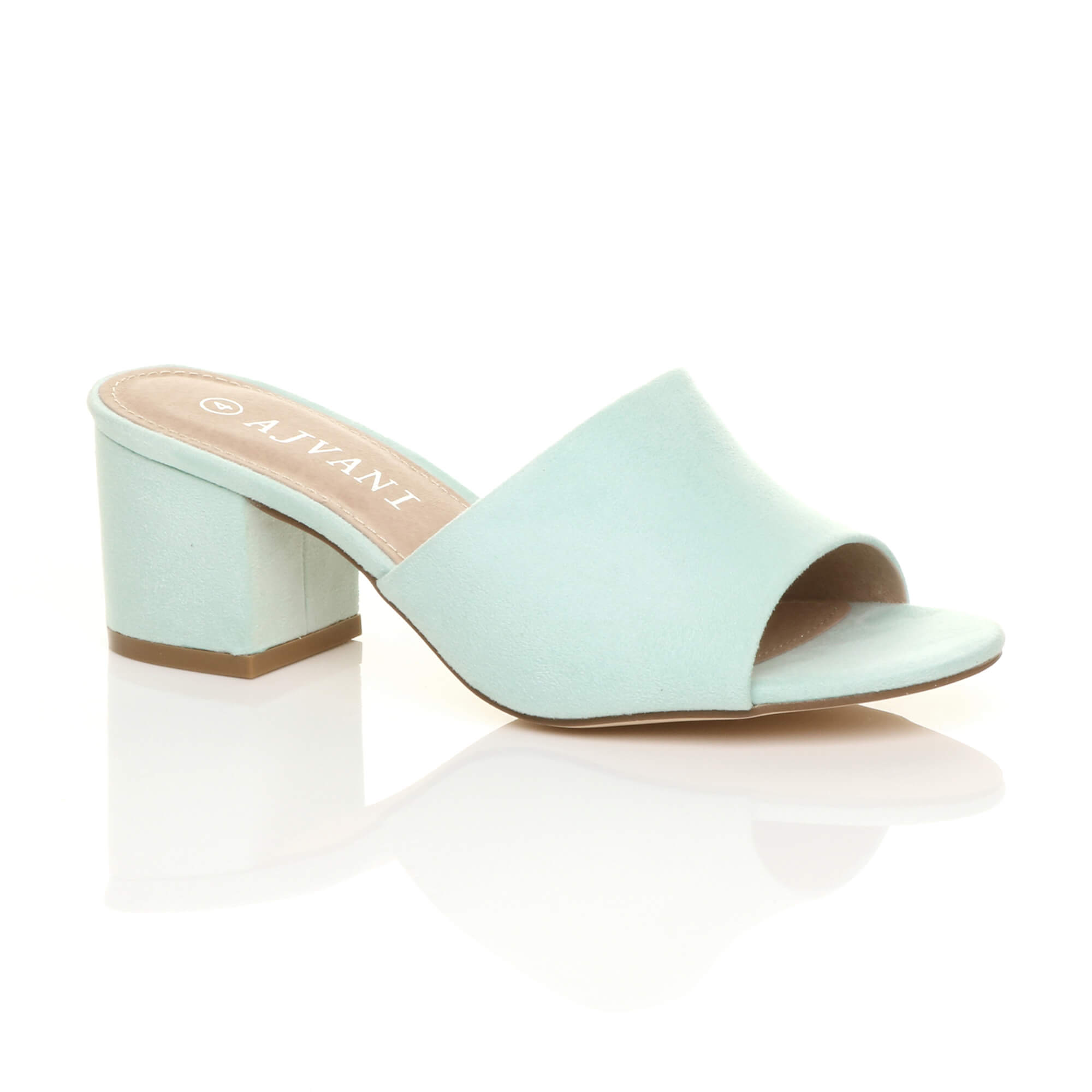Purple Mid Block Heel Peep Toe Mules Sandals