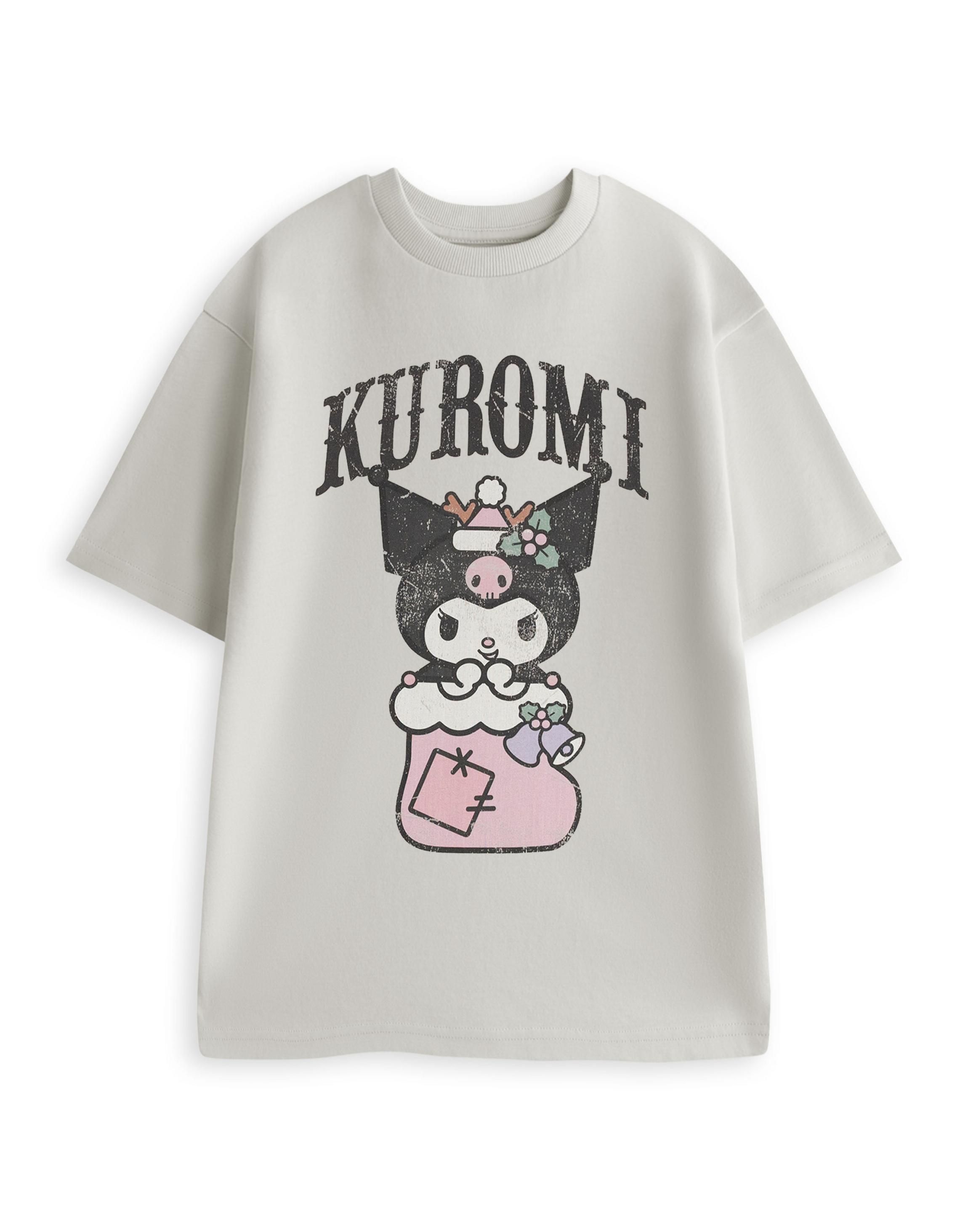 Light Grey Hello Kitty & Friends Kuromi Stocking T-Shirt, Image 1 of 6